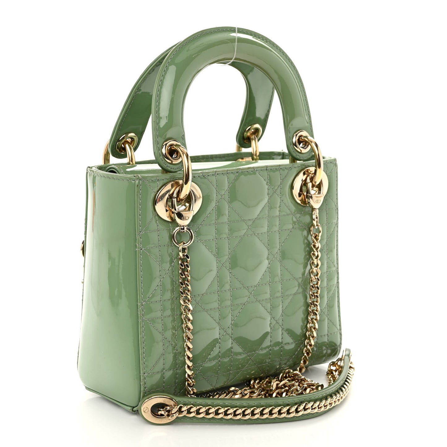 Patent Cannage Mini Lady Dior Mint Green