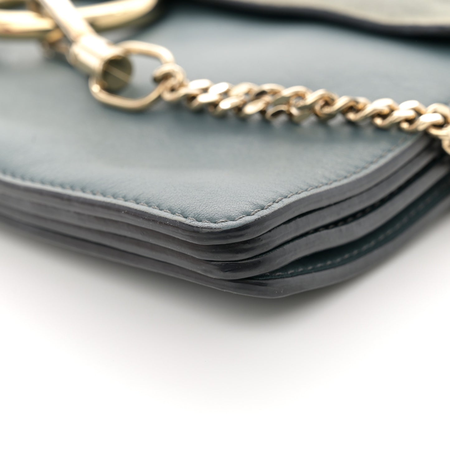 Calfskin Suede Medium Faye Shoulder Bag Ash Blue
