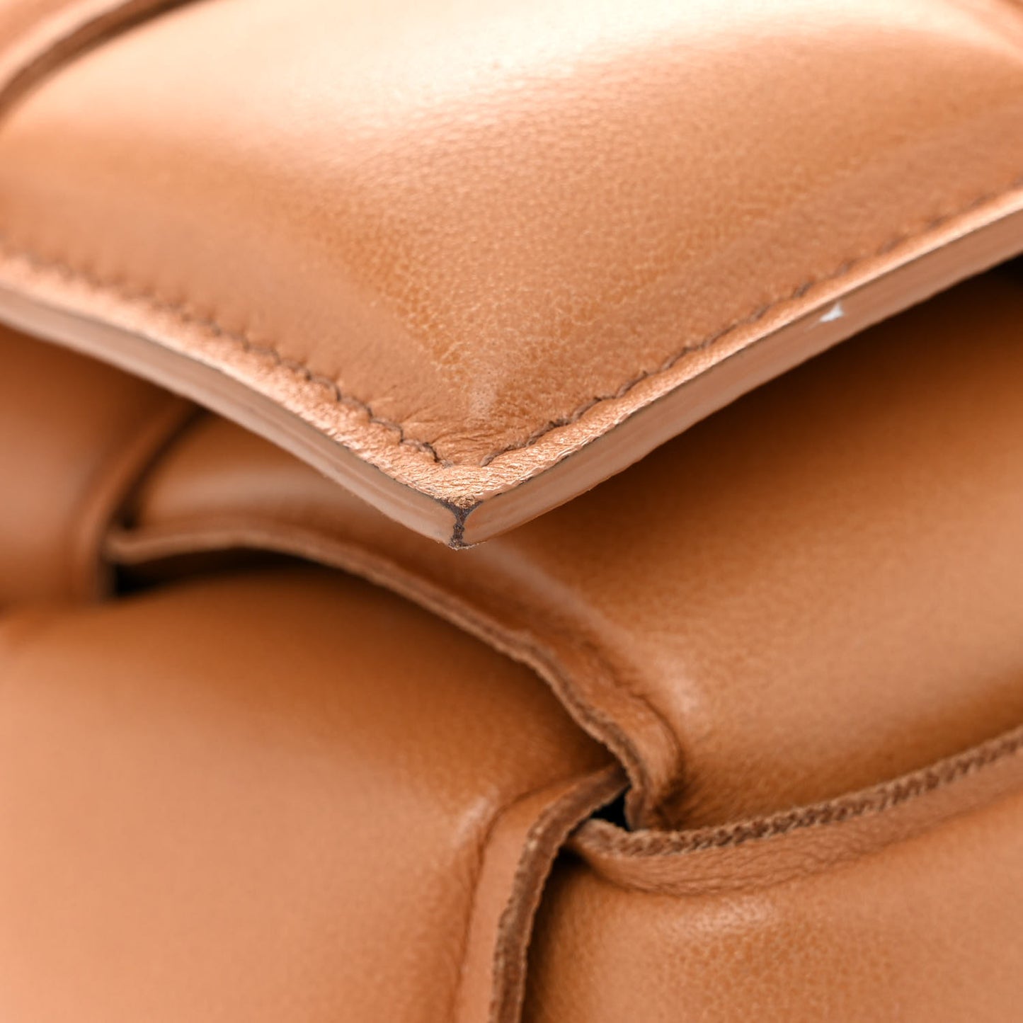 Nappa Maxi Intreccio Padded Cassette Crossbody Bag Caramel
