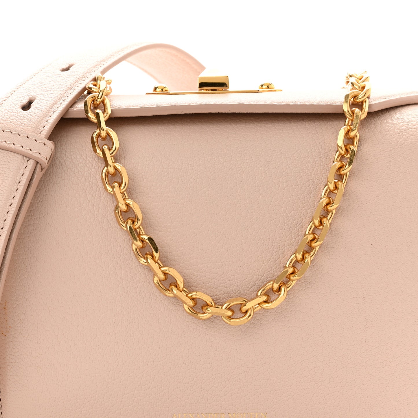 Fine Grain Goatskin Box Shoulder Bag 19 Nude