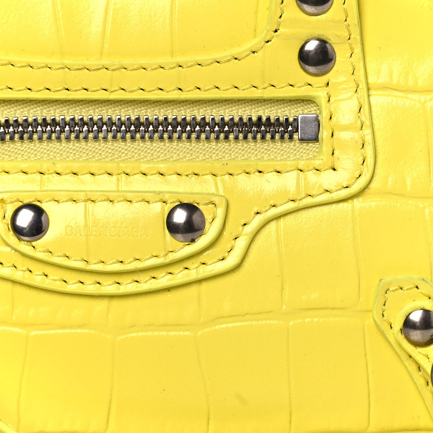 Calfskin Crocodile Embossed Neo Classic Hardware Nano City Crossbody Light Yellow