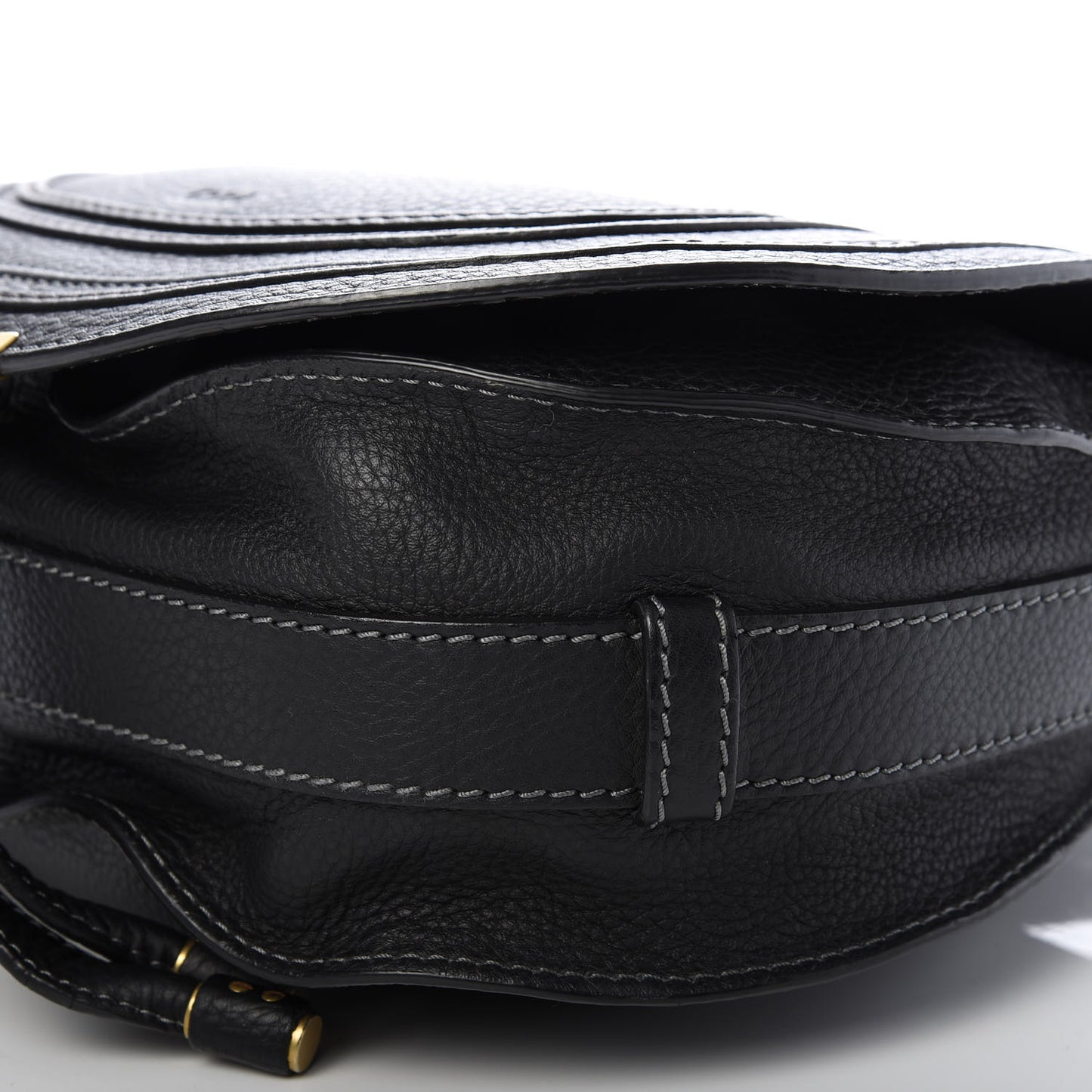 Calfskin Medium Marcie Round Crossbody Bag Black