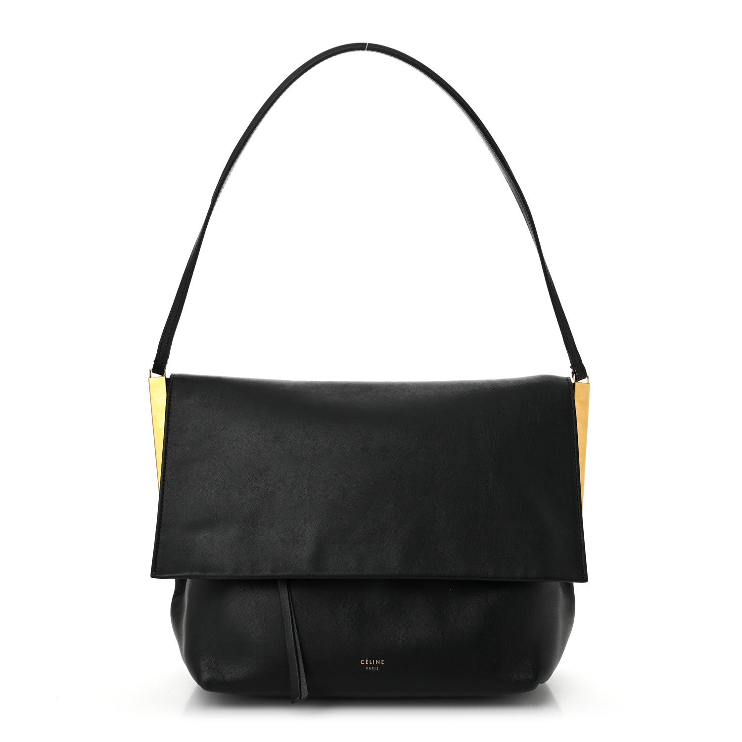 Celine Smooth Calfskin Flap Clasp Bag Black 1626903 – FASHIONPHILE