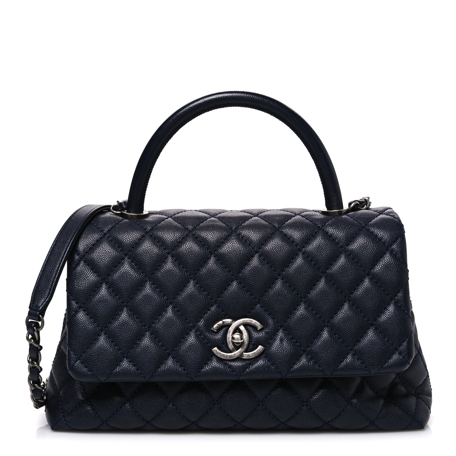 Chanel Caviar Quilted Small Coco Handle Flap Navy 1853831