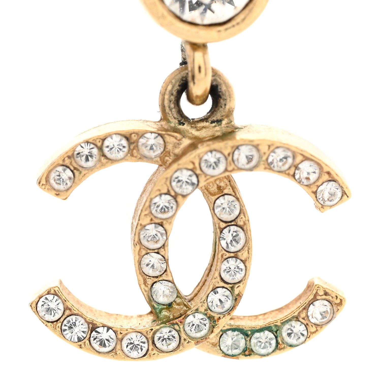 Chanel Crystal CC Drop Earrings Gold 5 of 8