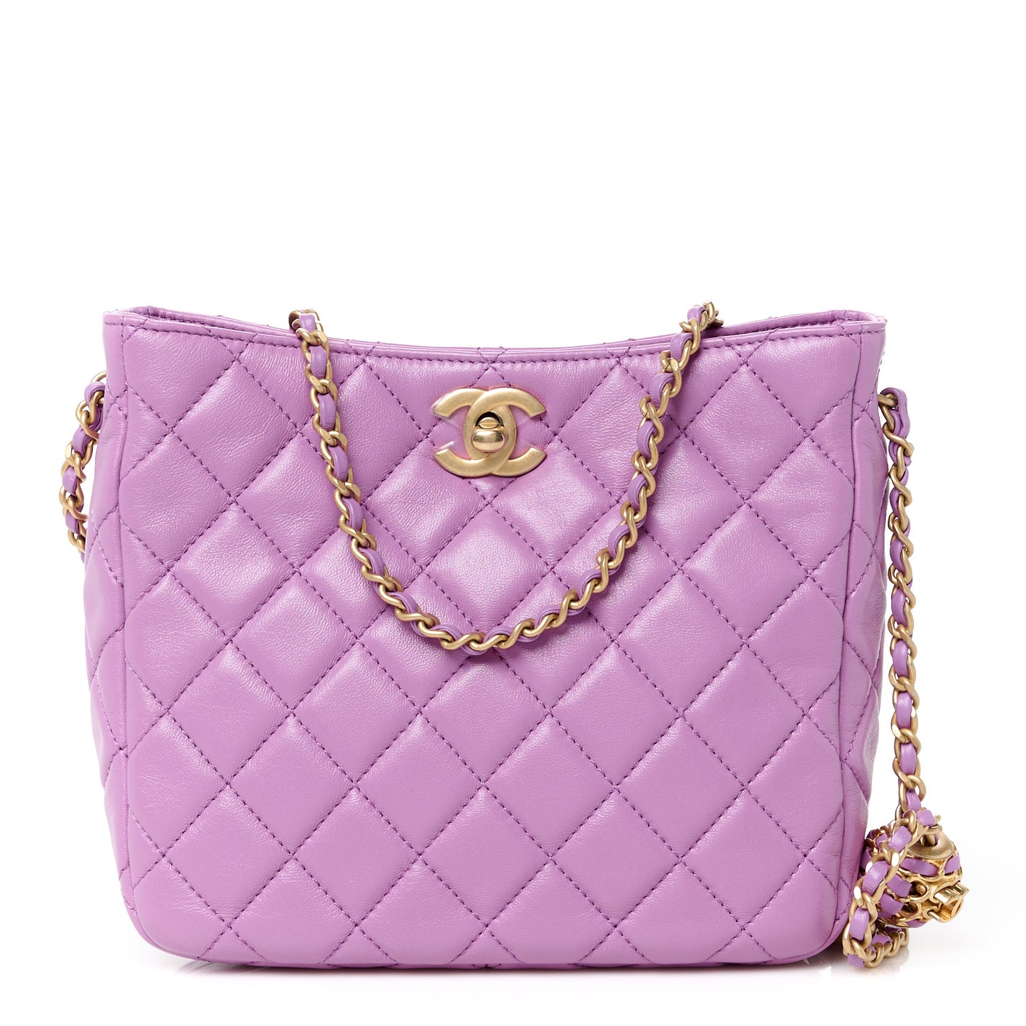 Lambskin Quilted Small Pearl Crush Hobo Purple