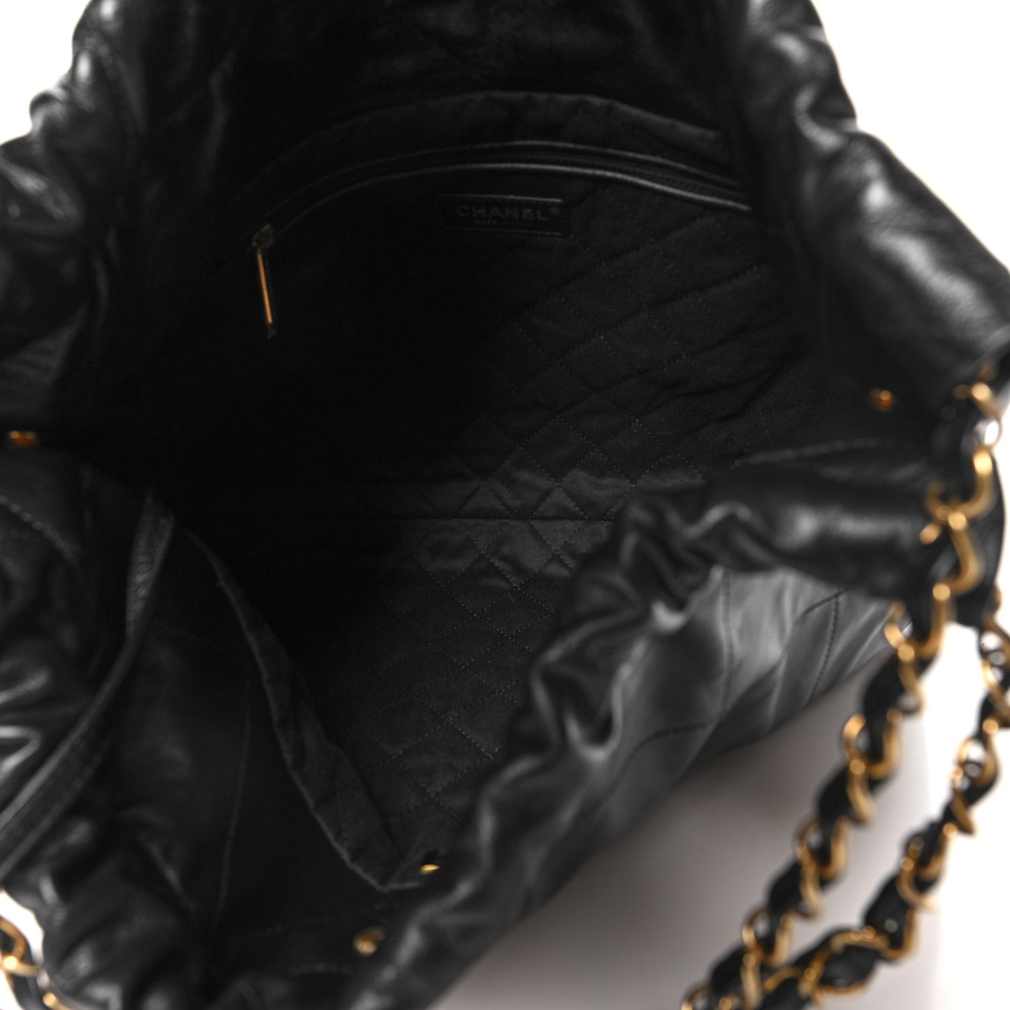 Shiny Calfskin Quilted Chanel 22 Black