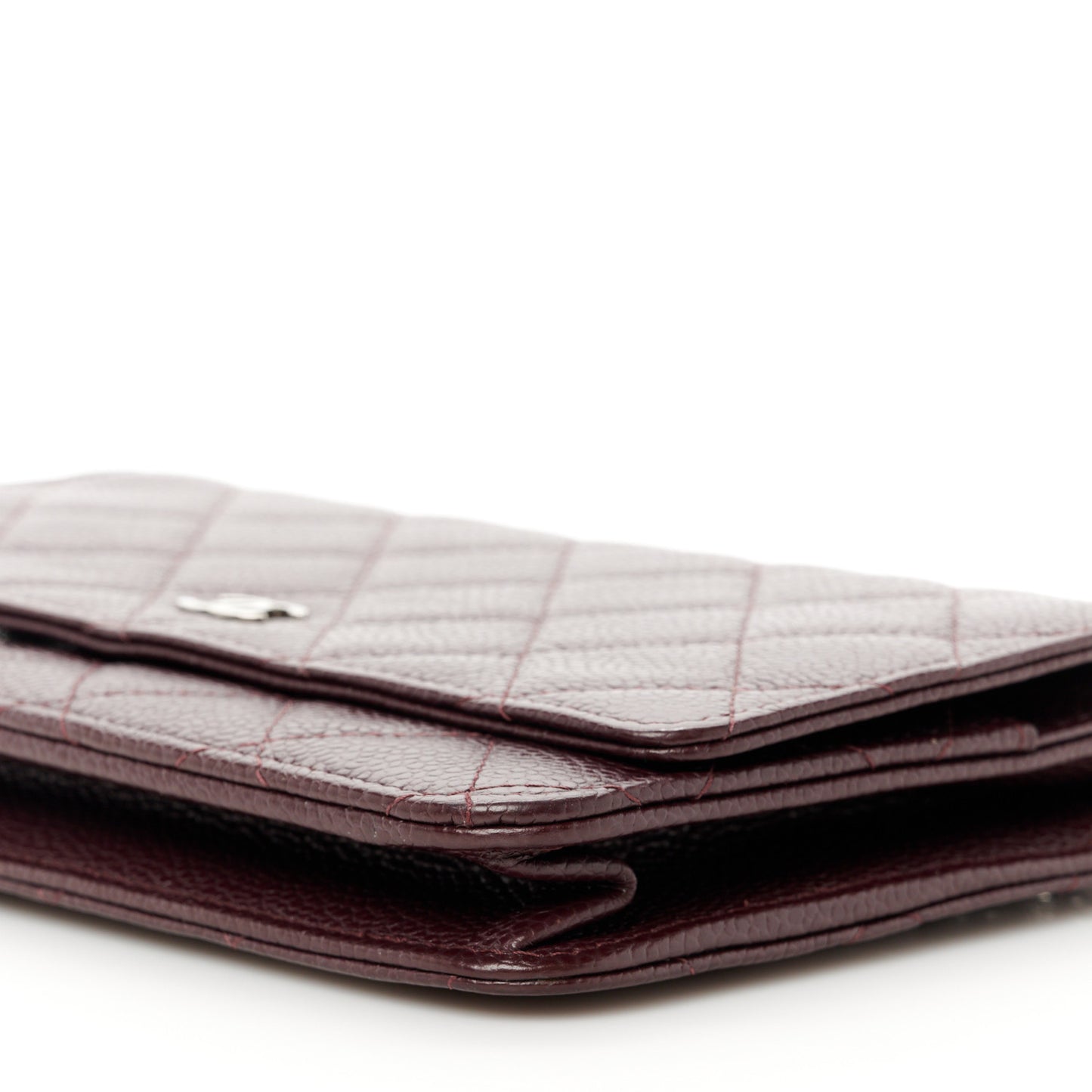 Caviar Quilted Wallet On Chain WOC Burgundy