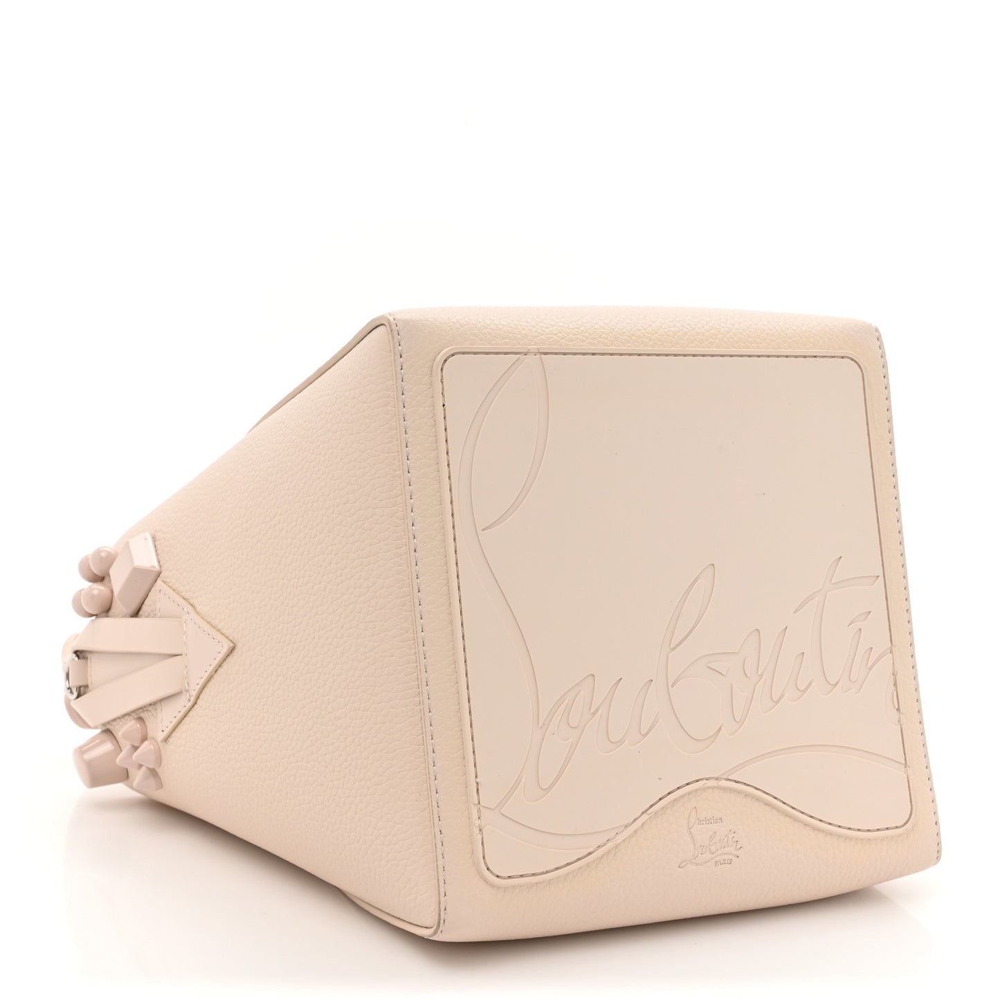 Calfskin Spiked Mini Cabachic Mini Bucket Bag Leche