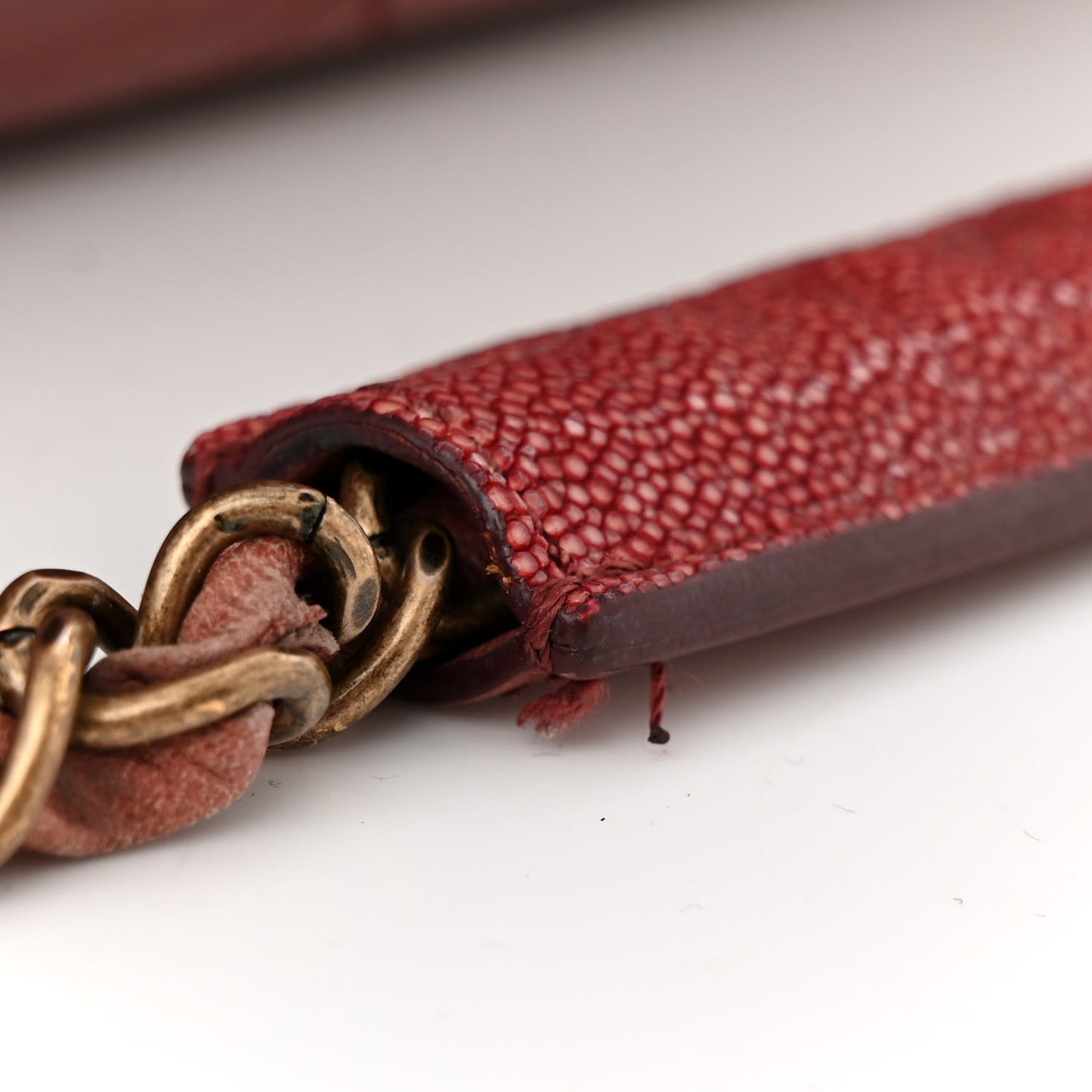 Glazed Calfskin Stingray Bindi CC Tote Red