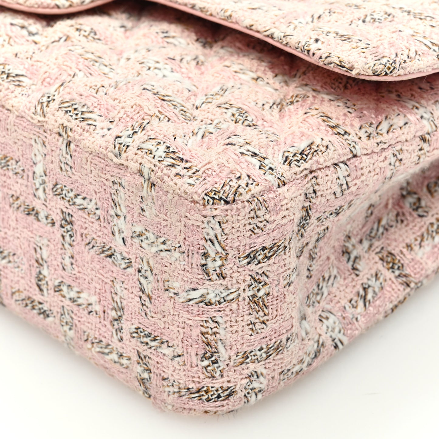 Tweed Quilted Medium Double Flap Light Pink