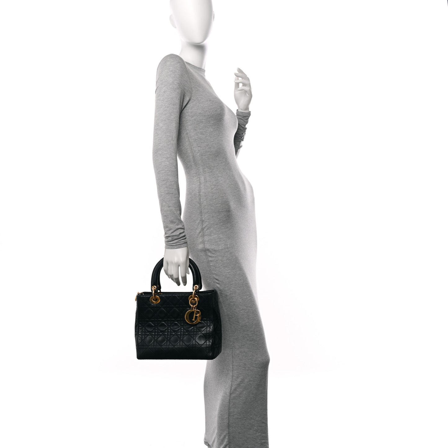 Lambskin Cannage Medium Lady Dior Black
