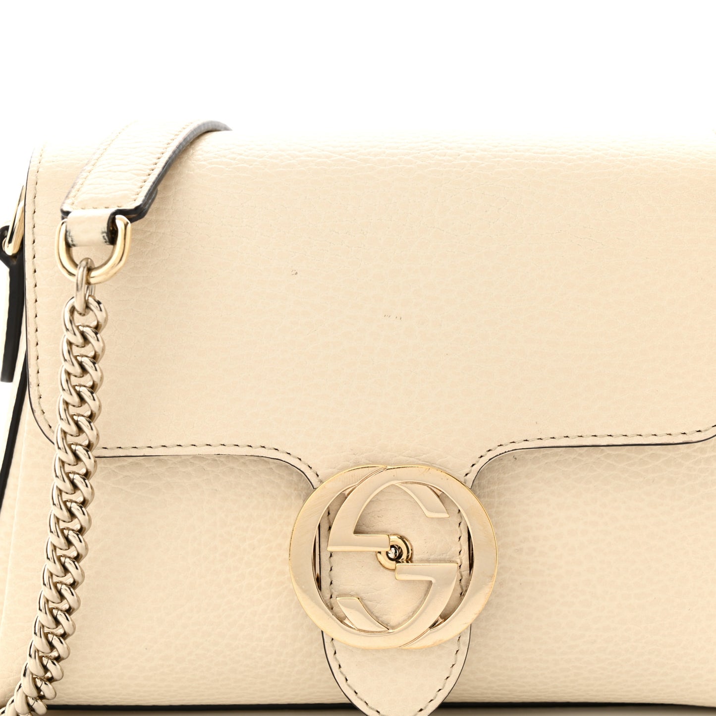 Dollar Calfskin Interlocking G Crossbody Bag Mystic White