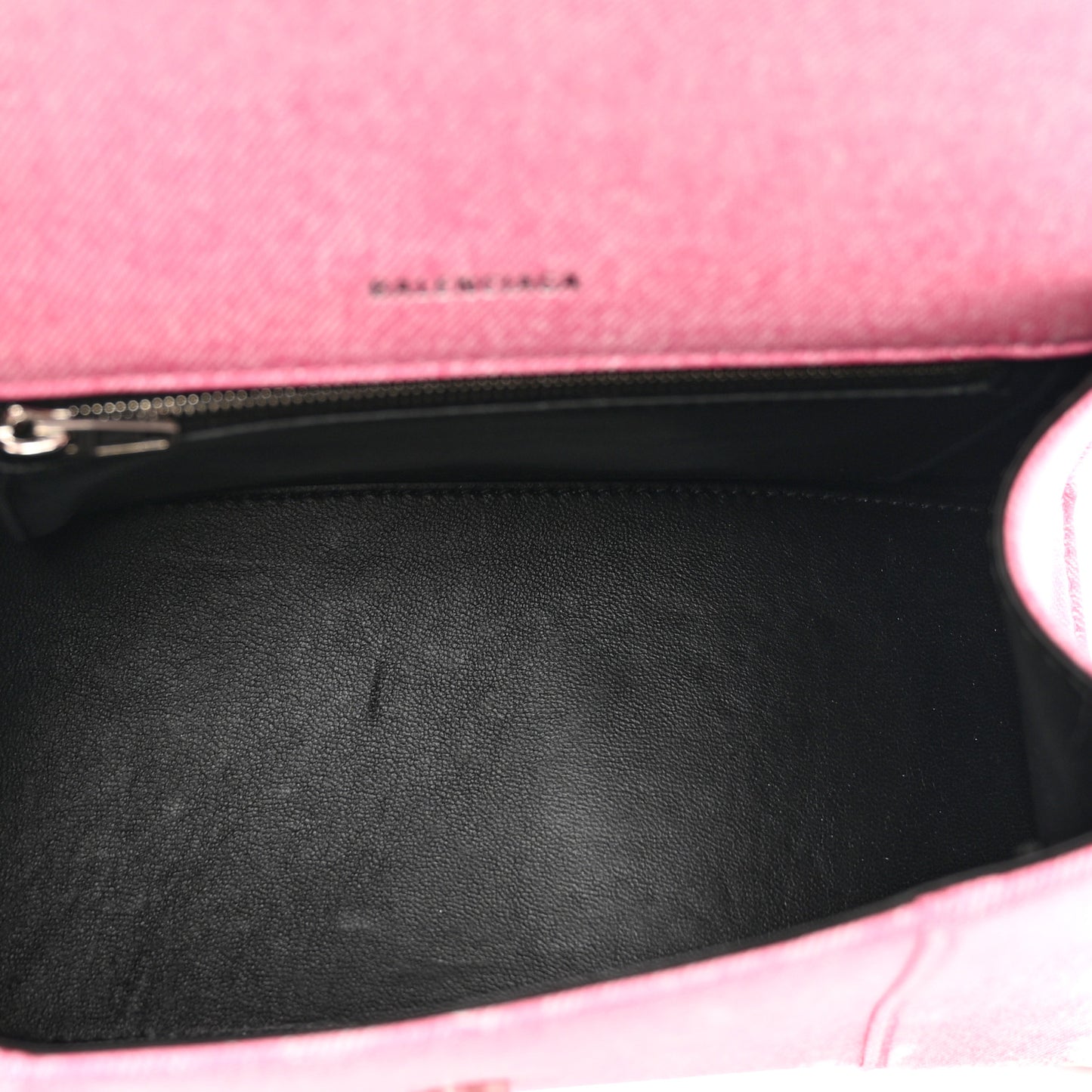 Nappa Denim Printed Small Hourglass Top Handle Bag Denim Pink