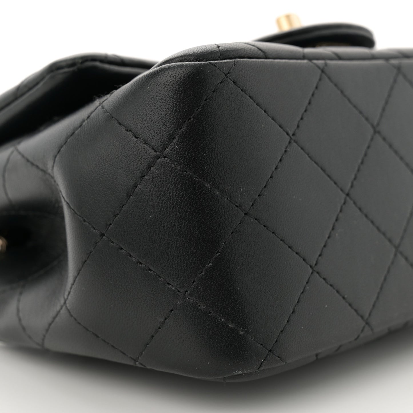 Lambskin Quilted Mini Square Flap Black