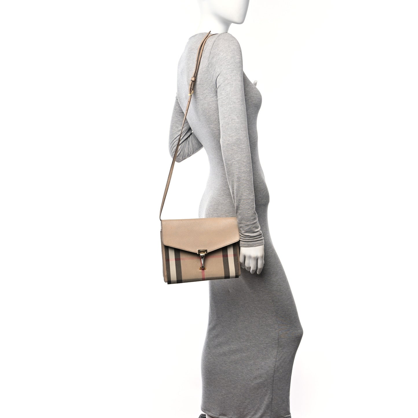Derby Calfskin House Check Small Macken Crossbody Bag Light Beige