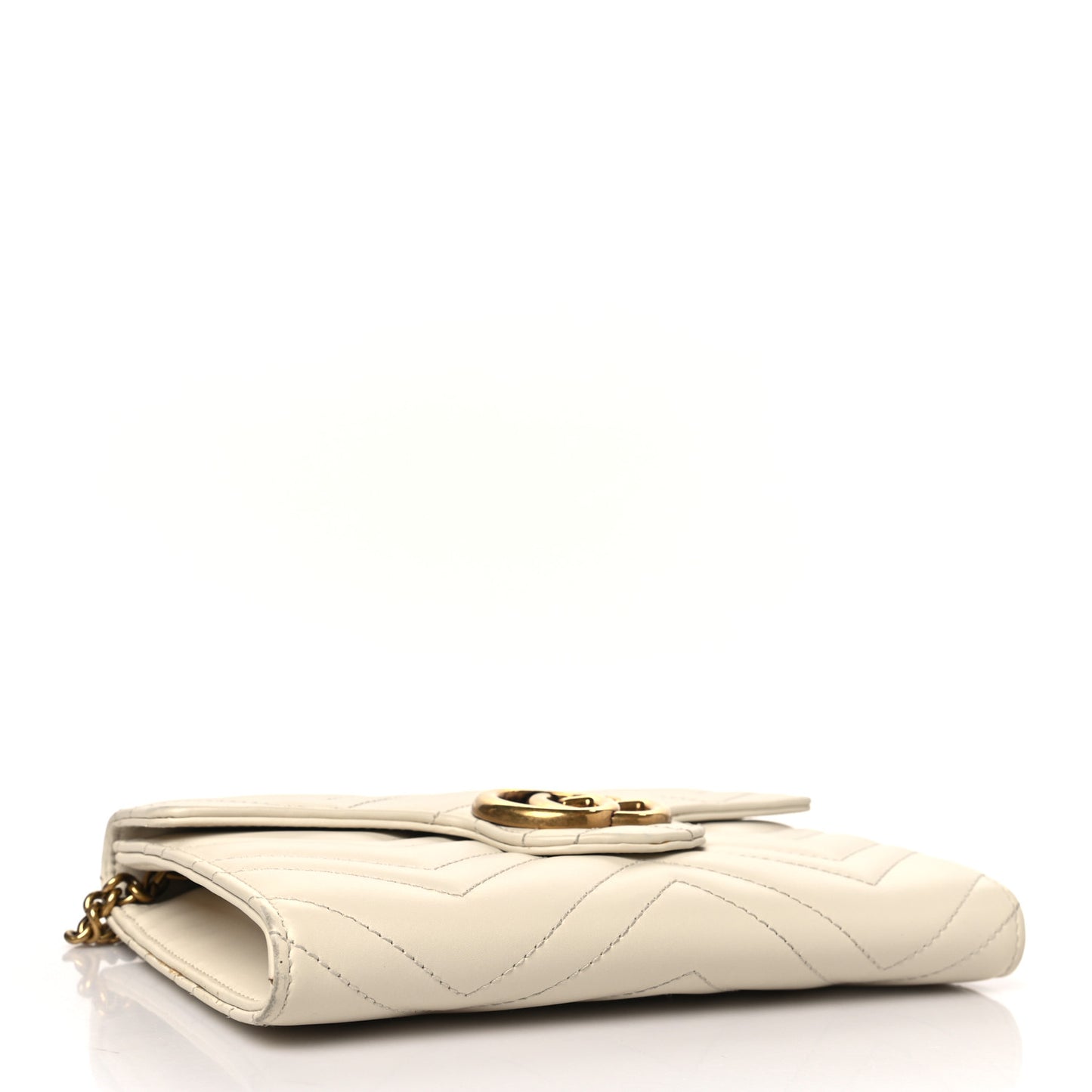 Calfskin Matelasse GG Marmont Chain Wallet Mystic White