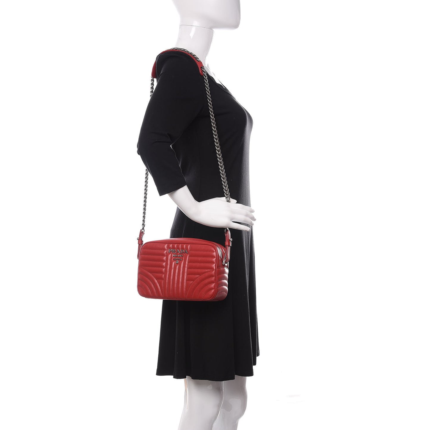Soft Calfskin Diagramme Crossbody Bag Fuoco