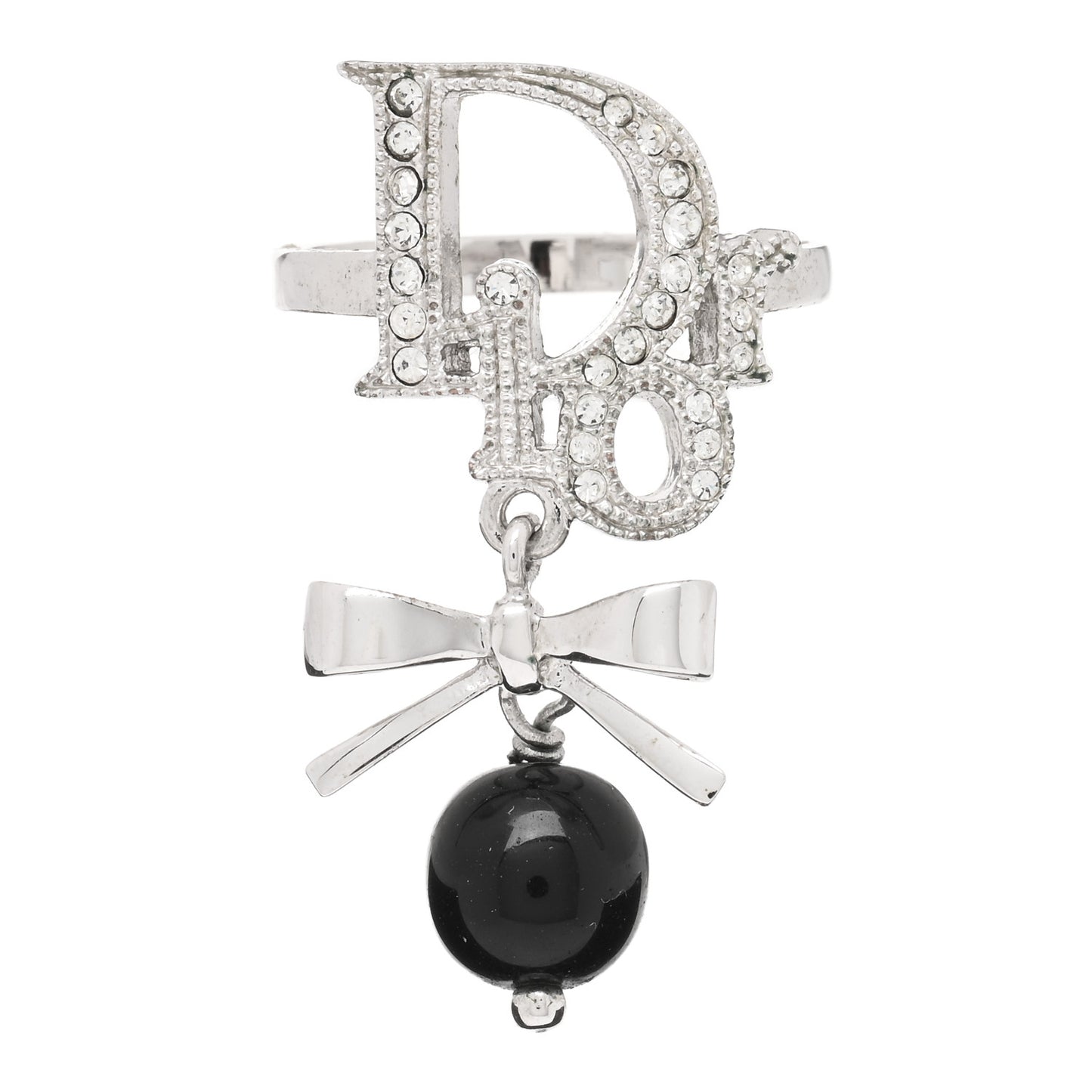 Crystal Bead Bow Ring 49/5 Silver