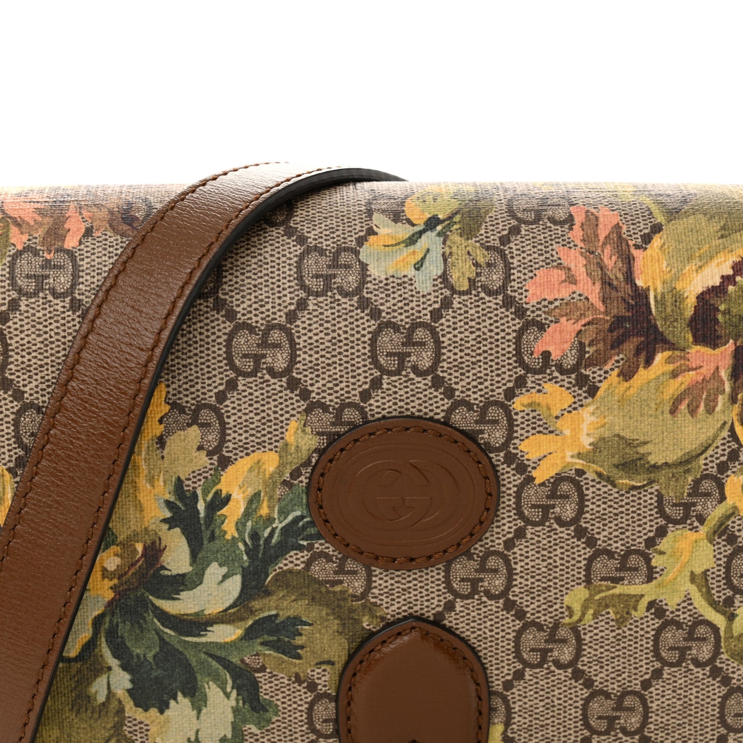 GG Supreme Monogram Azalea Calfskin Dusty Carnation Mini Retro Interlocking G Flap Shoulder Bag Beige Ebony Multicolor Brown Sugar