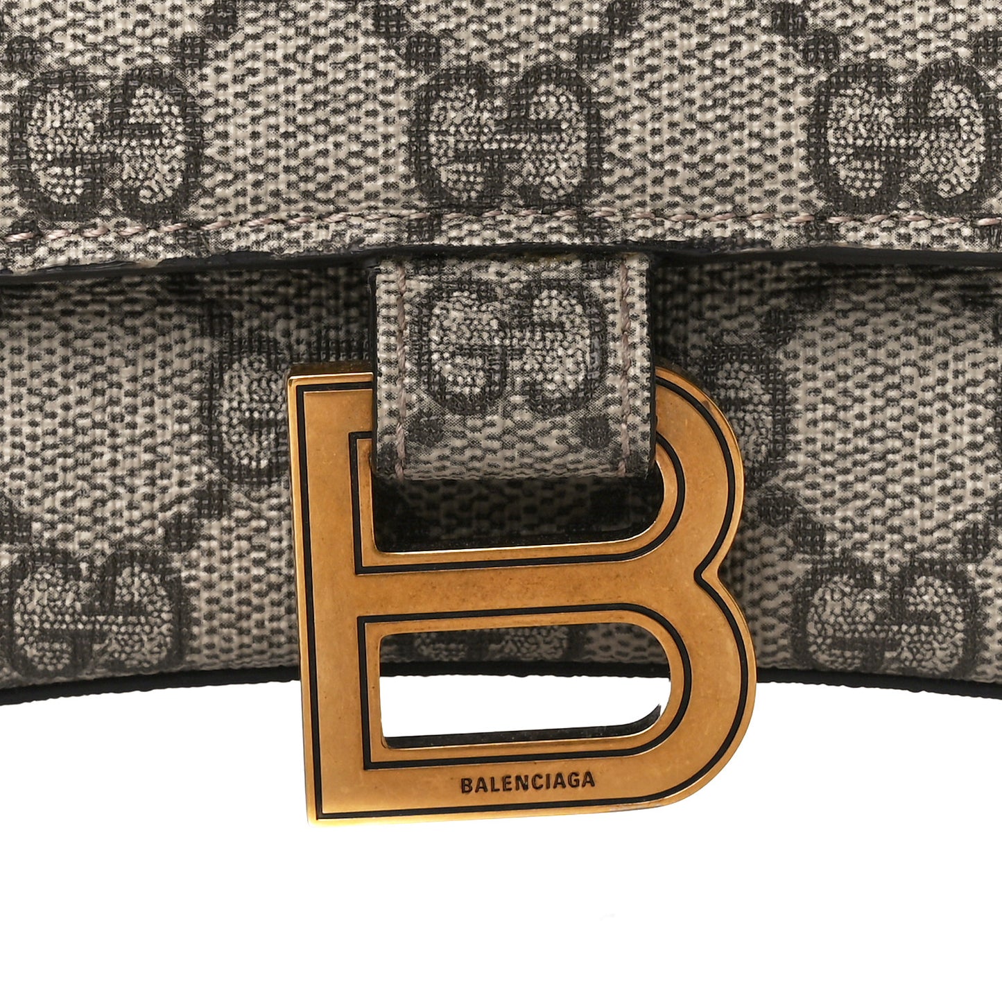 X GUCCI GG Supreme Monogram Small Hourglass Top Handle Bag Beige Ebony