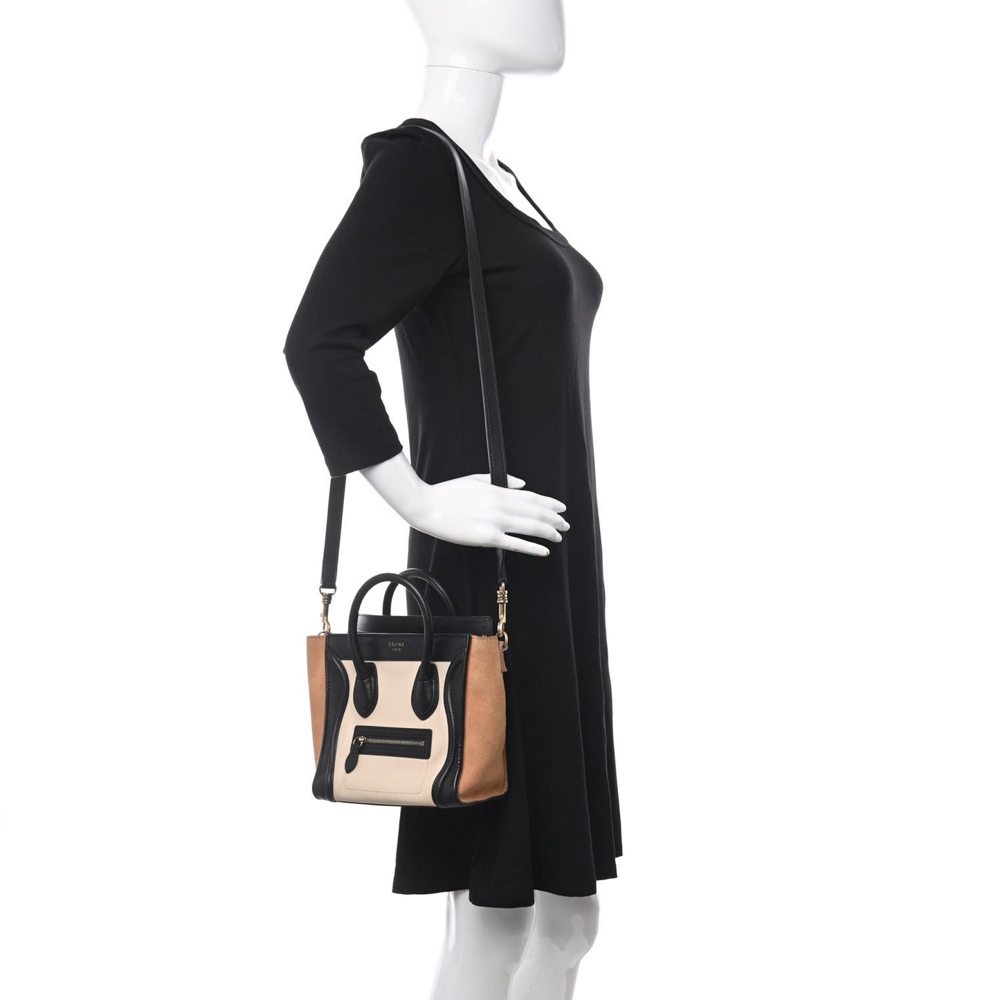 Satin Calfskin Suede Nano Tri-Color Luggage Seashell