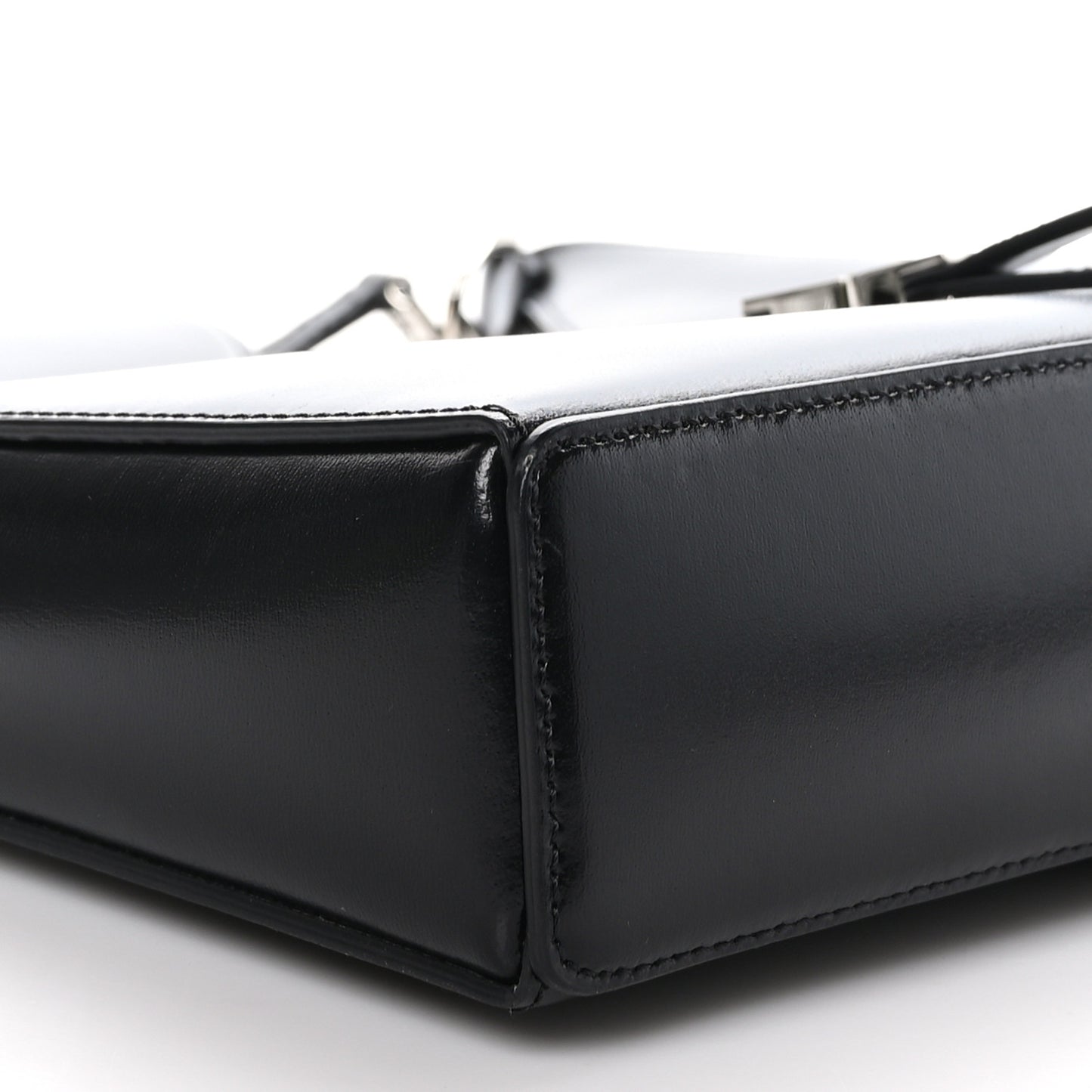 Box Calfskin Small Cut Out Shoulder Bag Black