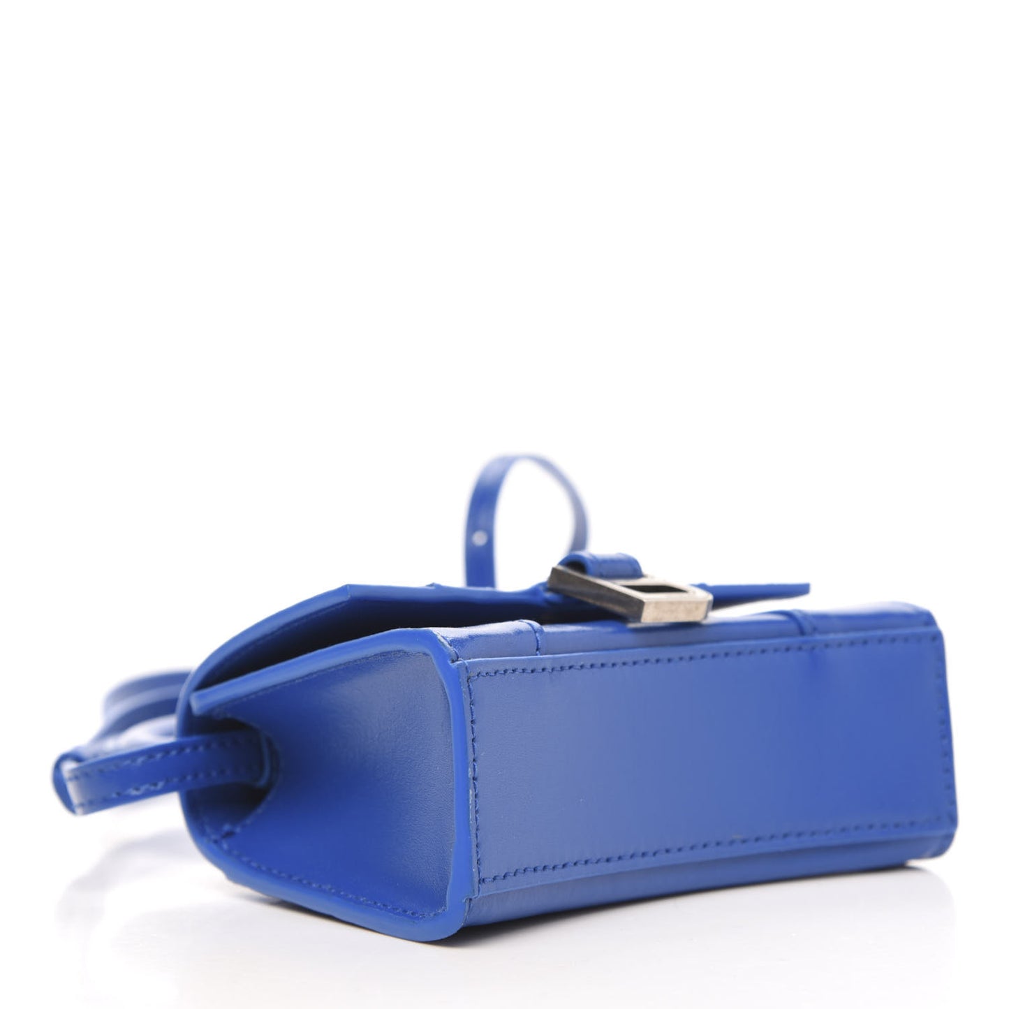 Shiny Box Calfskin Hourglass Top Handle Bag Mini Bleu