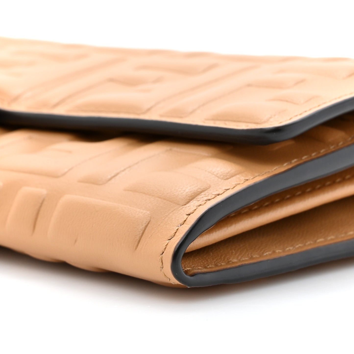 Nappa Matisse FF Embossed Continental Wallet On Chain Miele Scuro