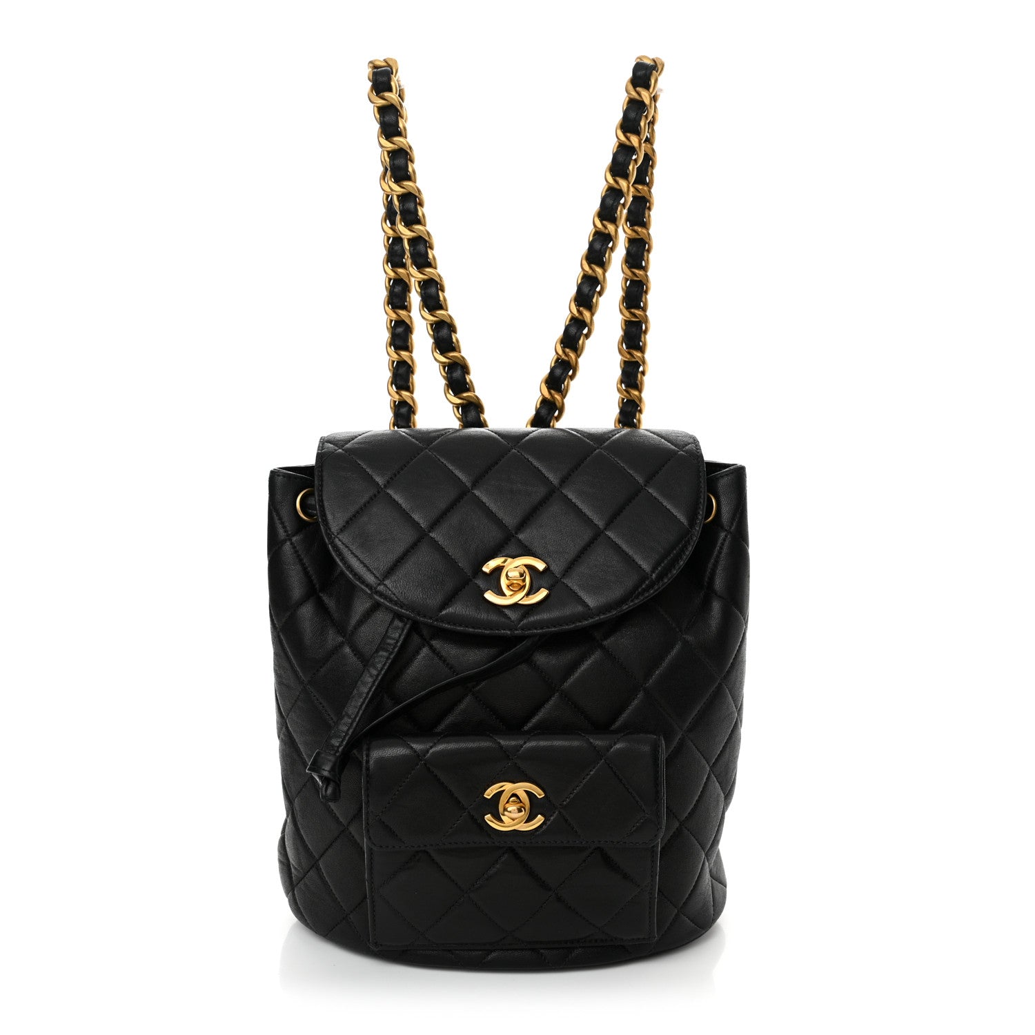 Chanel Lambskin Quilted Drawstring Backpack Black 1 of 15