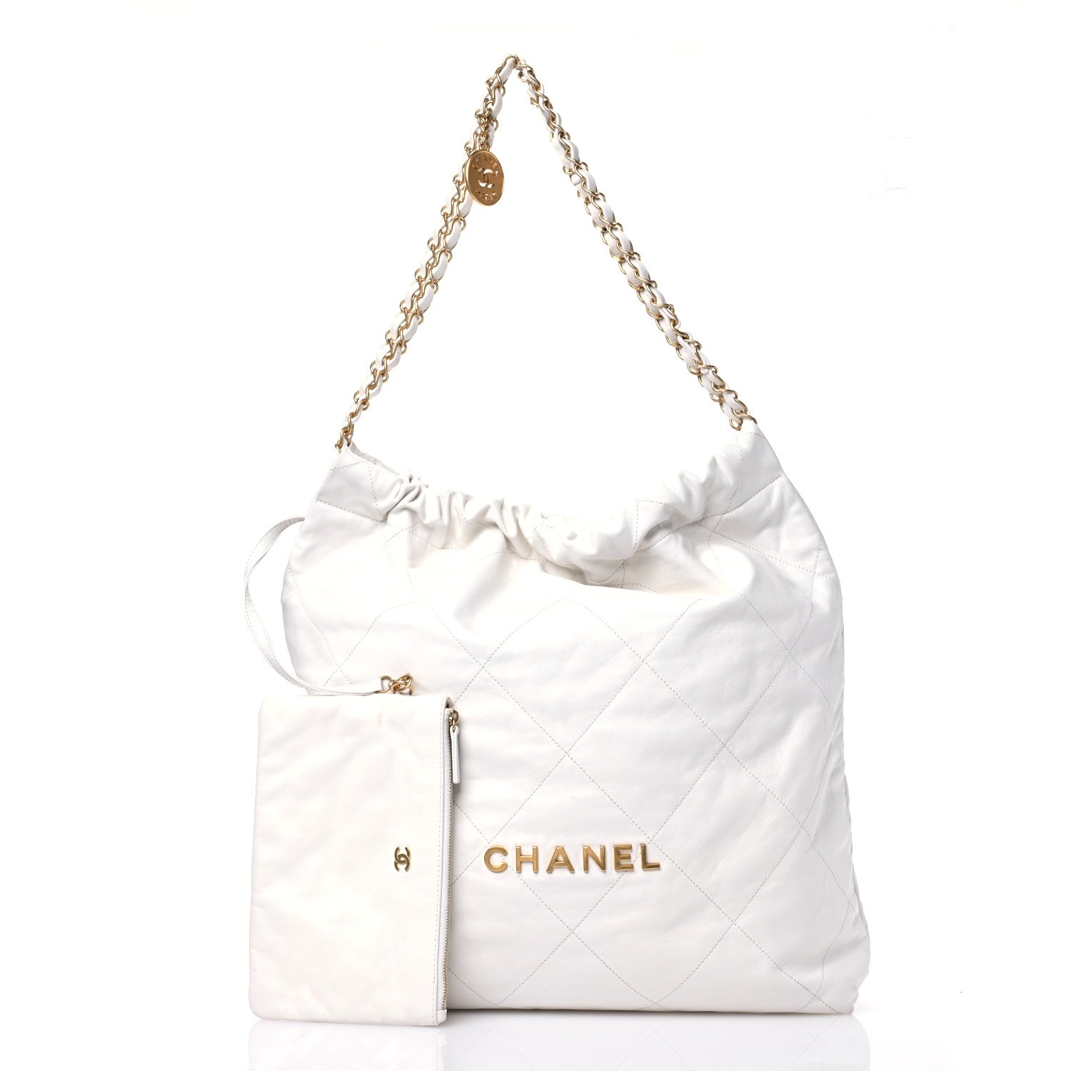 Chanel Shiny Calfskin Quilted Large Chanel 22 White 2 of 13