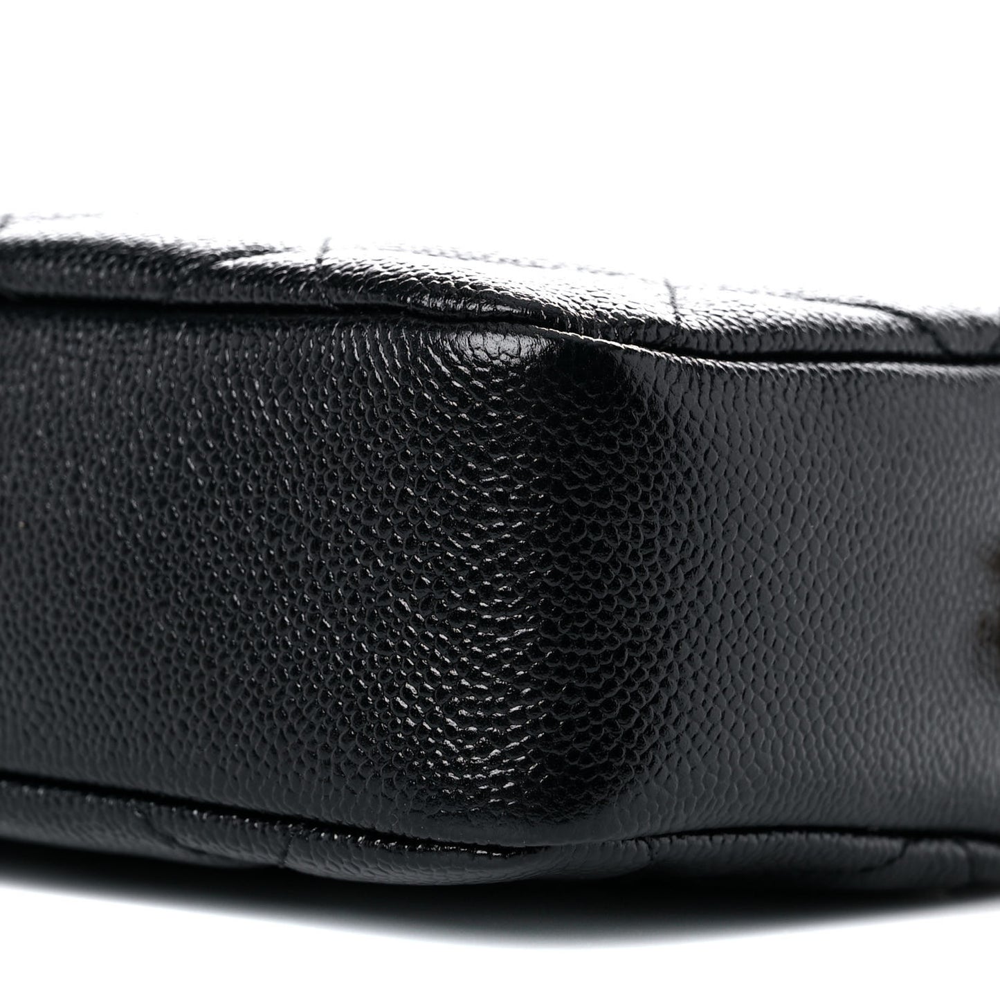 Shiny Caviar Quilted Chain Melody Camera Bag Black
