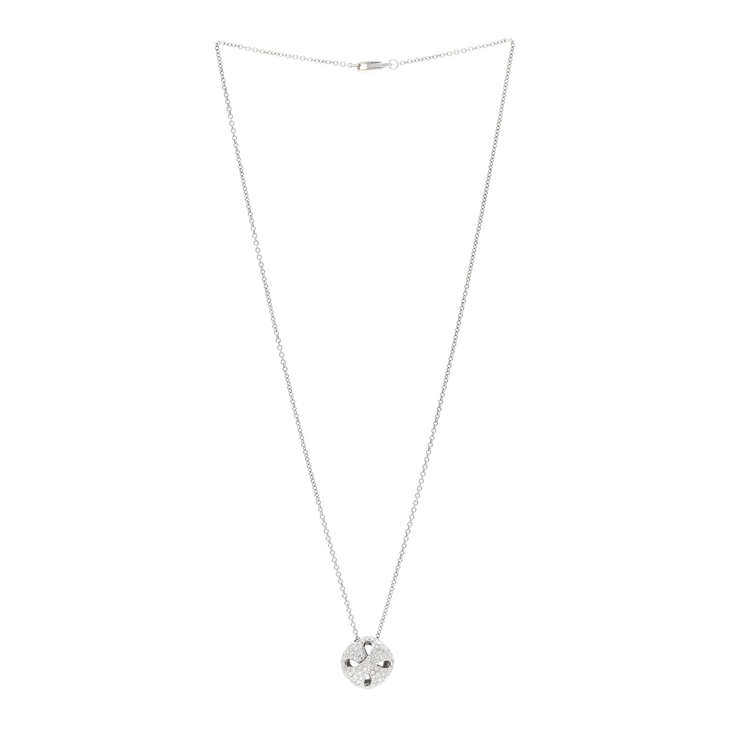 18K White Gold Diamond Clover Pendant Necklace