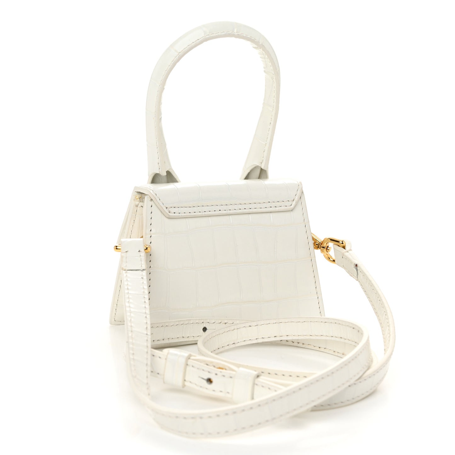 Calfskin Crocodile Embossed Le Chiquito White