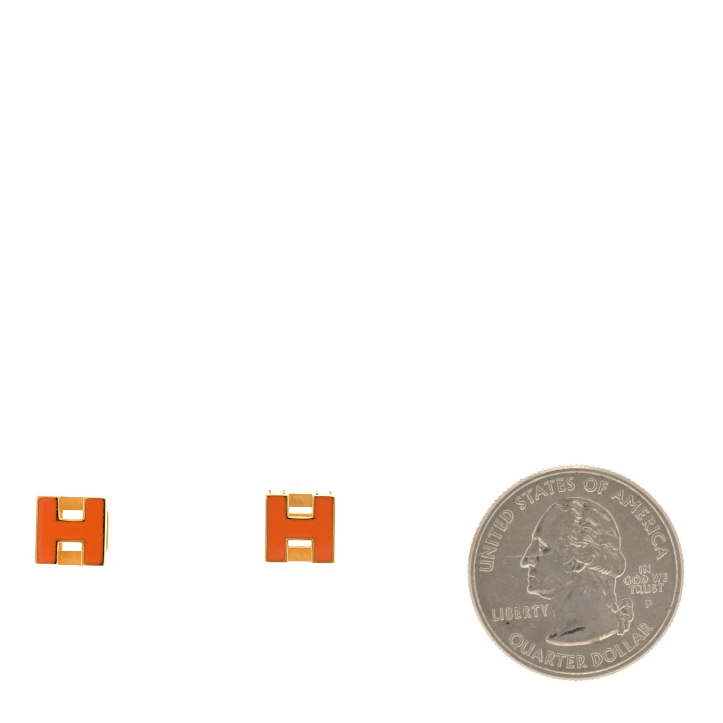 Gold Lacquered Cage d'H Earrings Orange