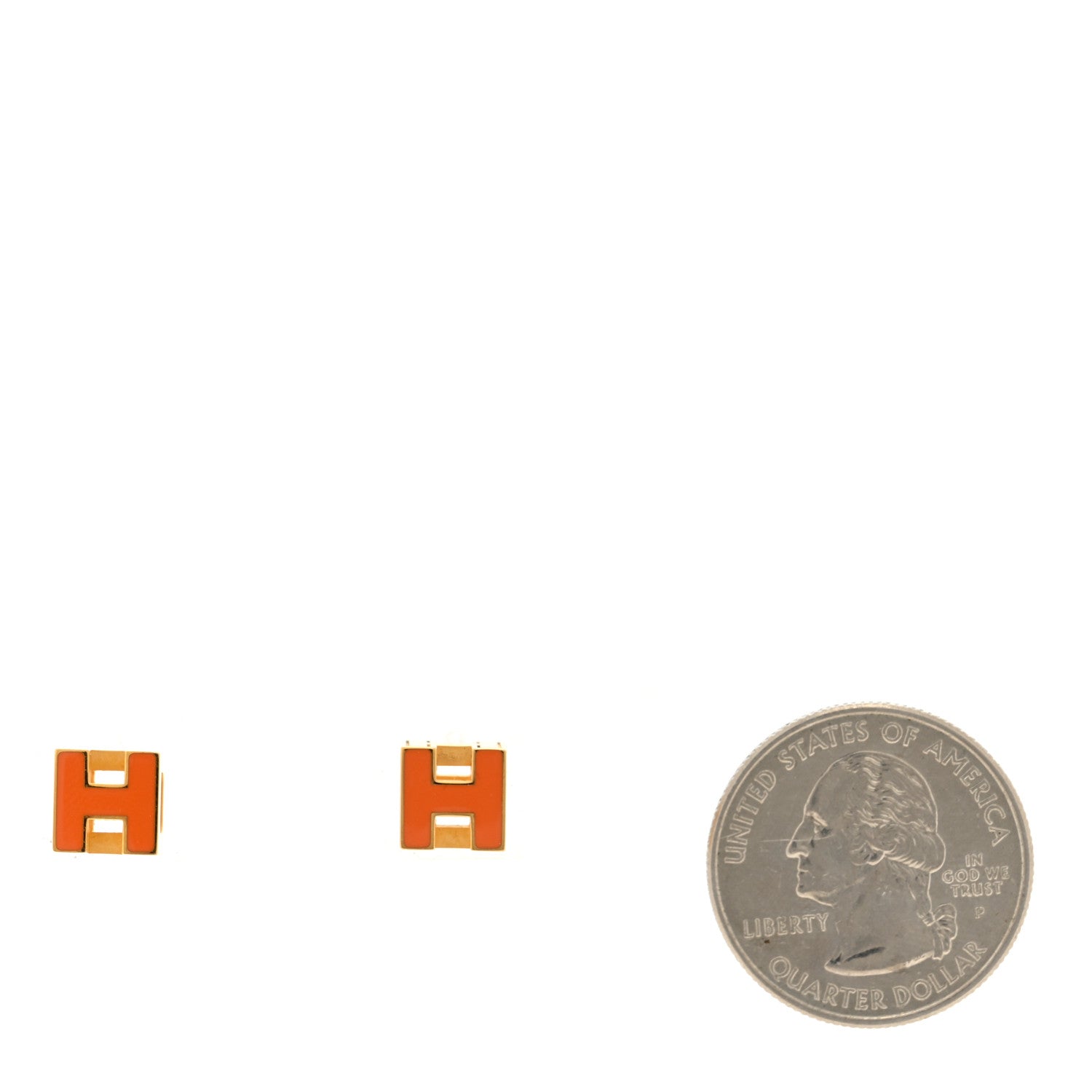Hermes Gold Lacquered Cage d'H Earrings Orange 2 of 4
