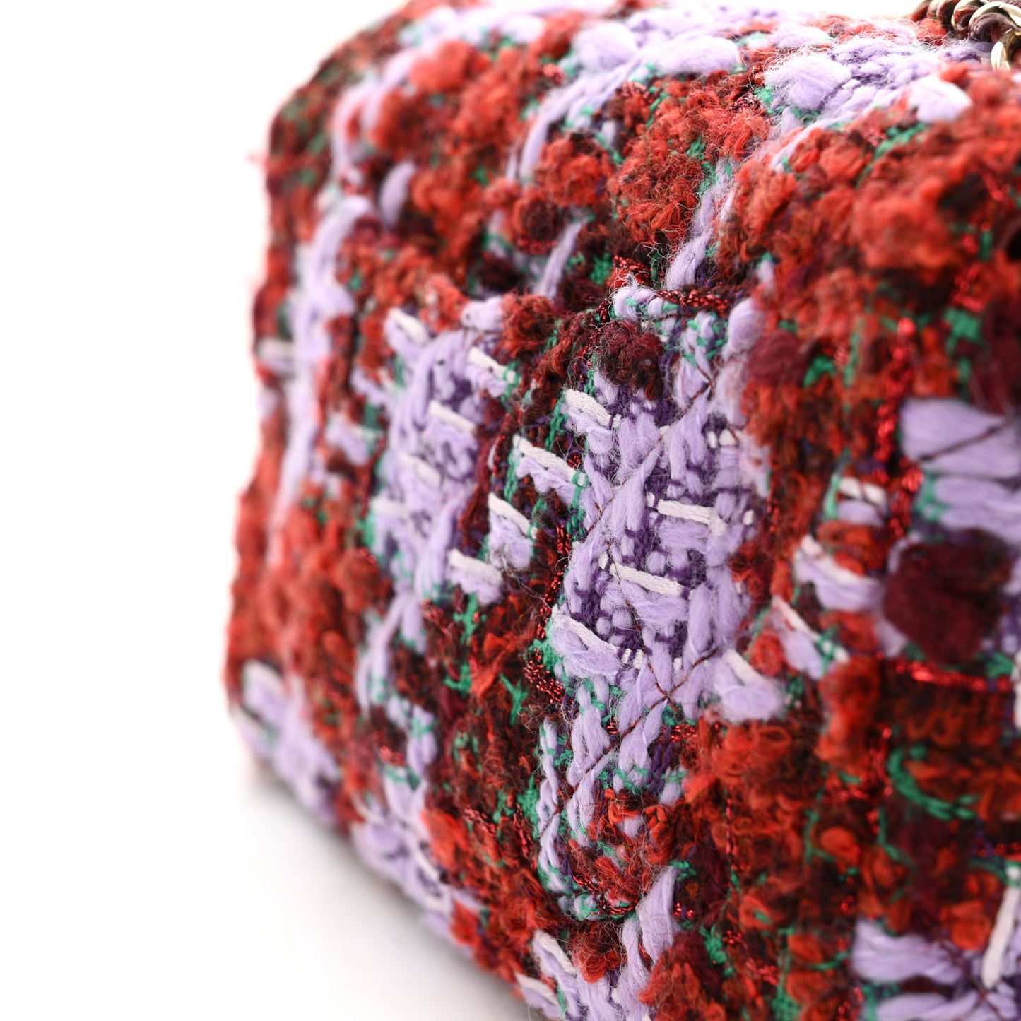 Tweed Quilted Mini Rectangular Flap Red Purple Green