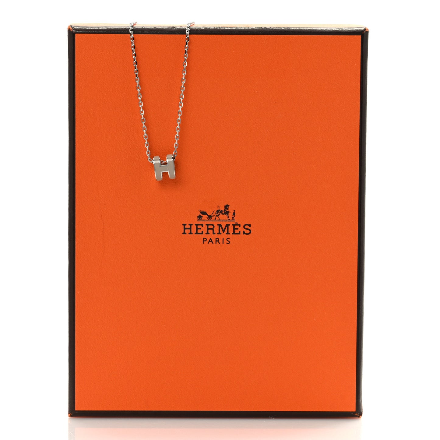 Palladium Mini Pop H Pendant Necklace Marron Glace