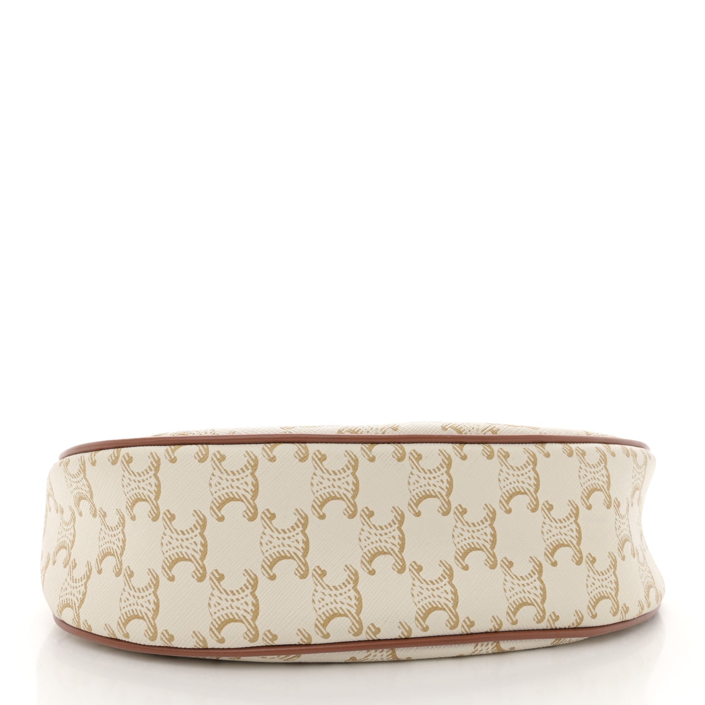 Canvas Calfskin Ava Triomphe Shoulder Bag White