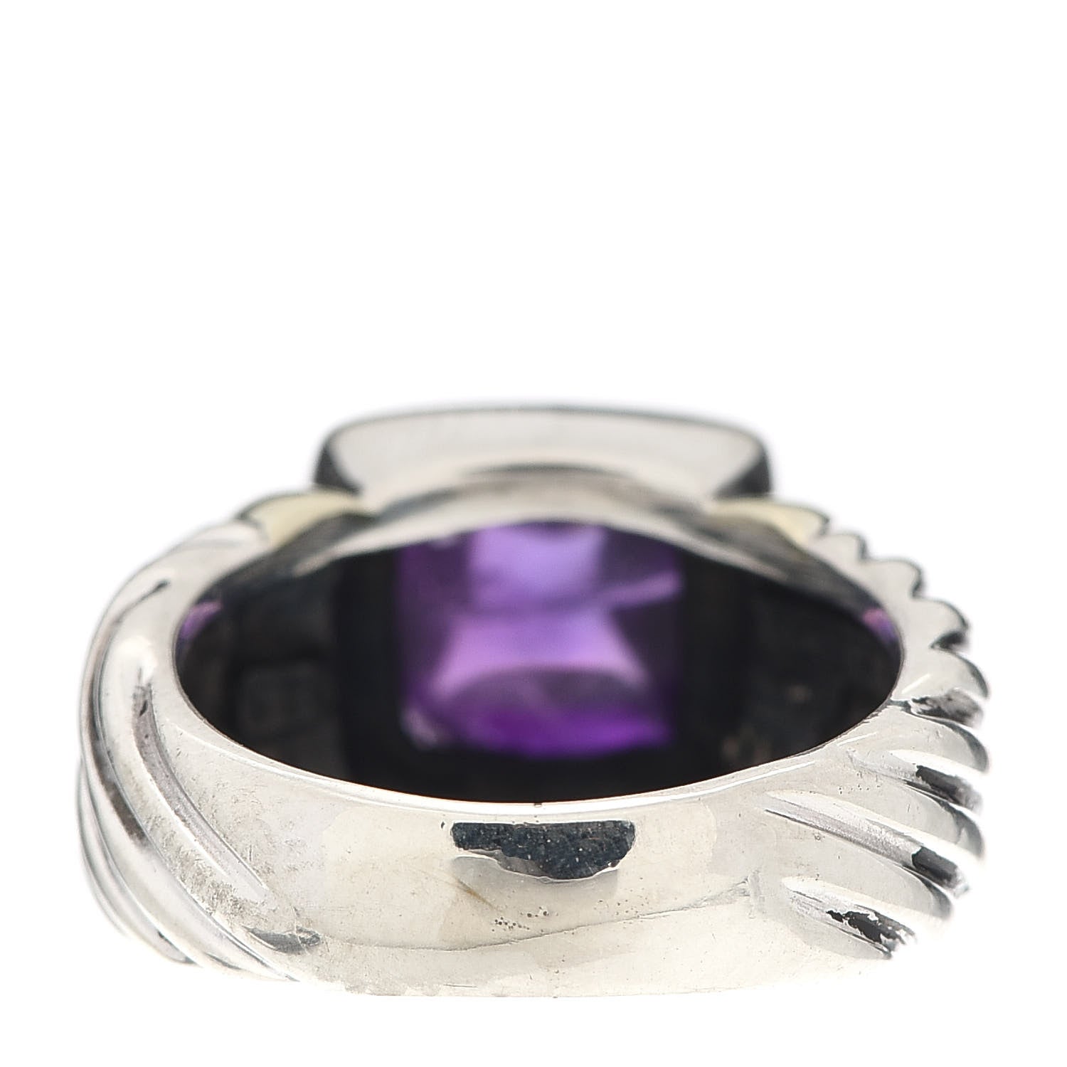 David Yurman Sterling Silver 14K Yellow Gold Amethyst Cable Ring 50 5.5 4 of 5