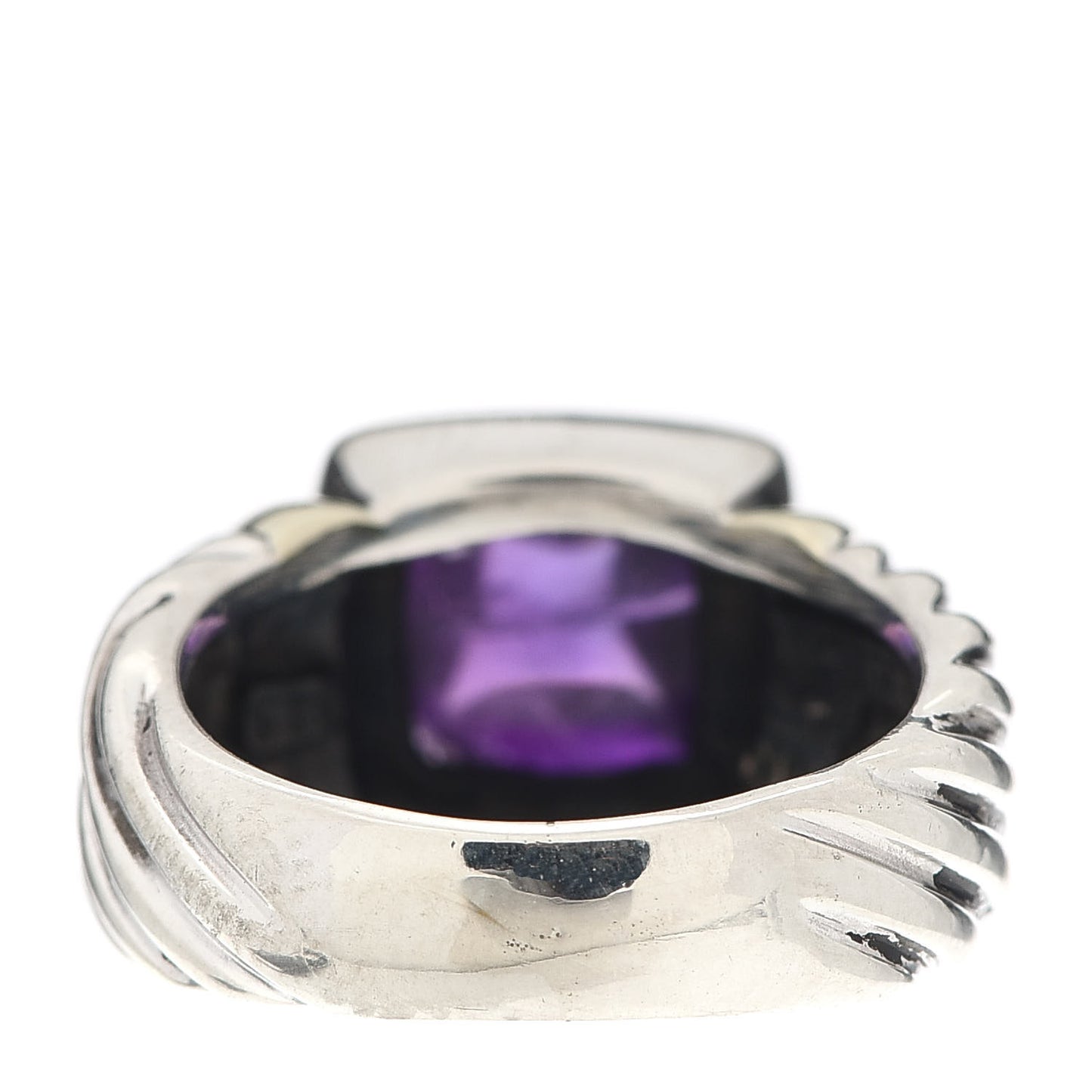 Sterling Silver 14K Yellow Gold Amethyst Cable Ring 50 5.5