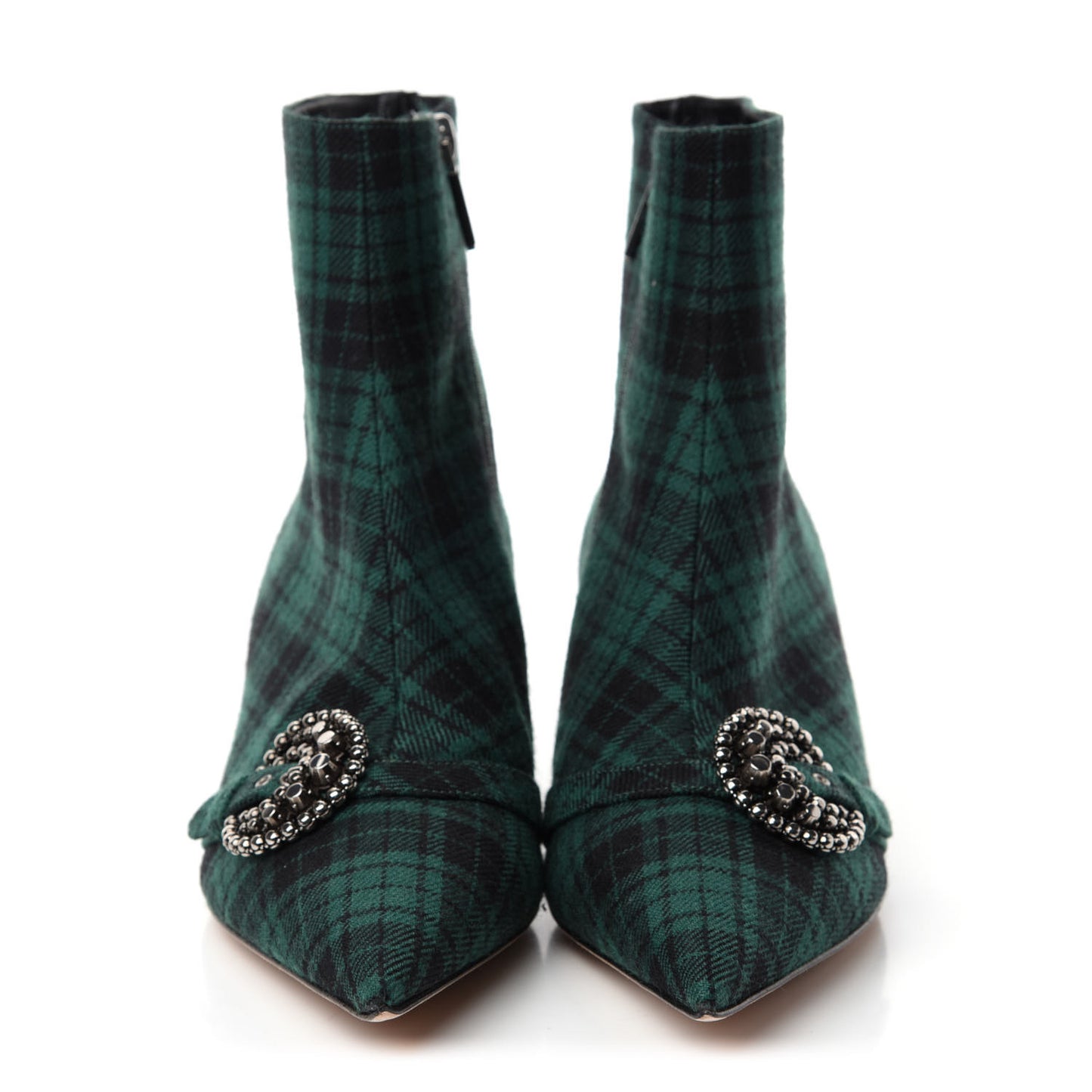 Canvas Tartan Gang Ankle Boots 41 Green