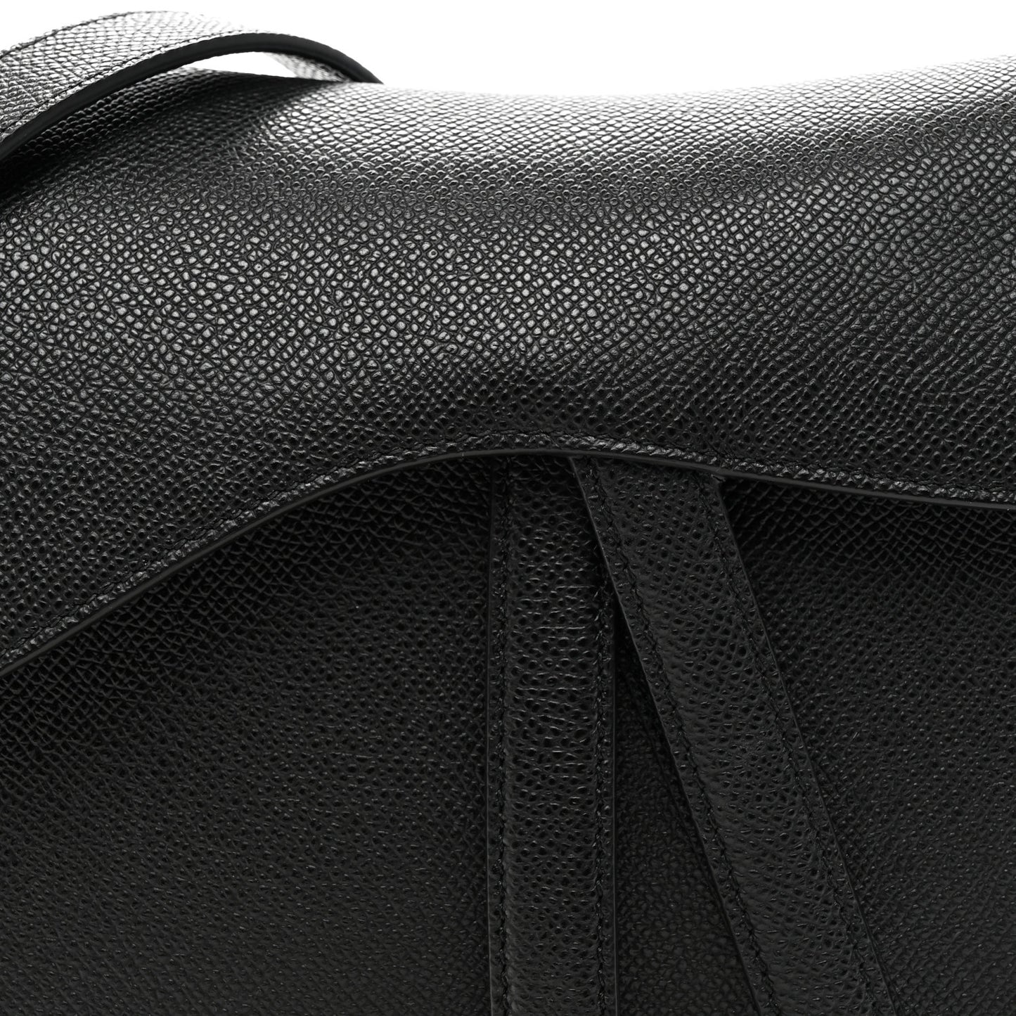 Grained Calfskin Saddle Bag With Strap Black