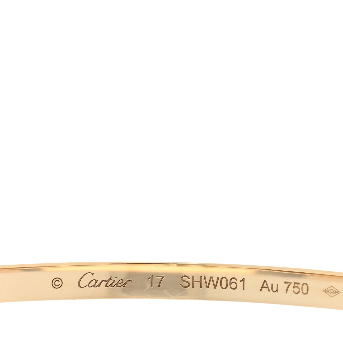 18K Yellow Gold 6 Diamond Small LOVE Bracelet 17