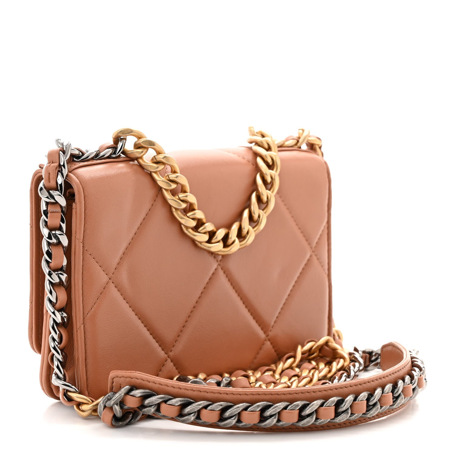 Chanel Lambskin Quilted Chanel 19 Wallet On Chain WOC Brown 3 of 12