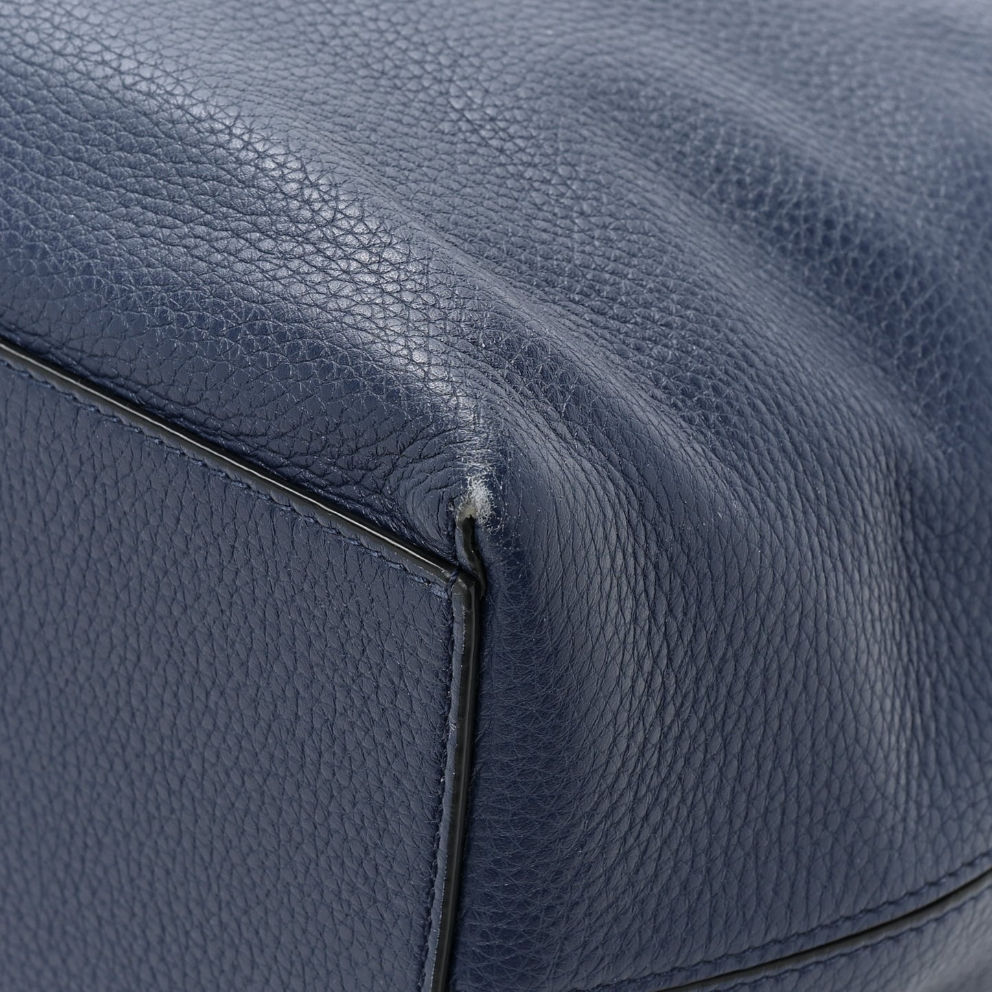 Grained Calfskin Rockstud Shoulder Tote Marine