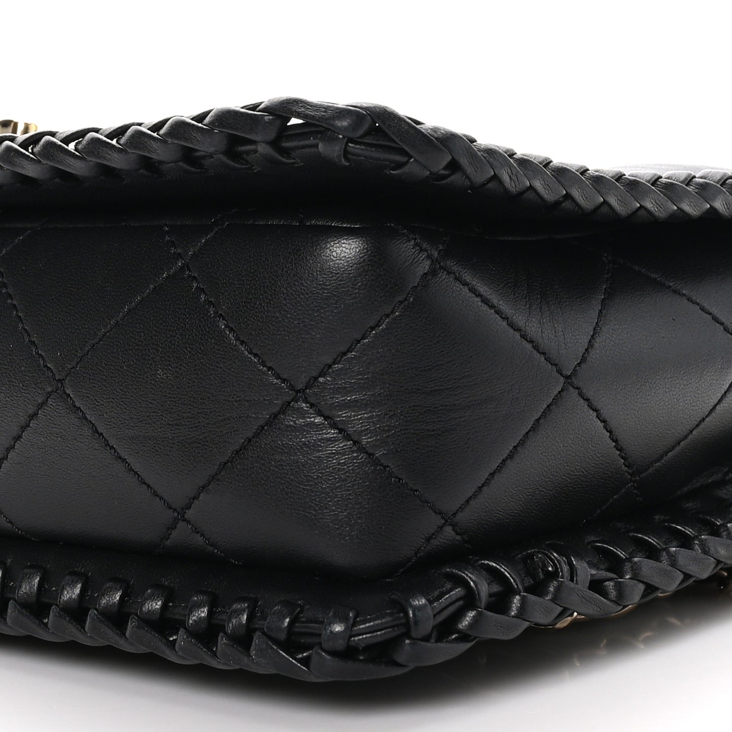 Lambskin Quilted Medium Whipstitch Flap Bag Black