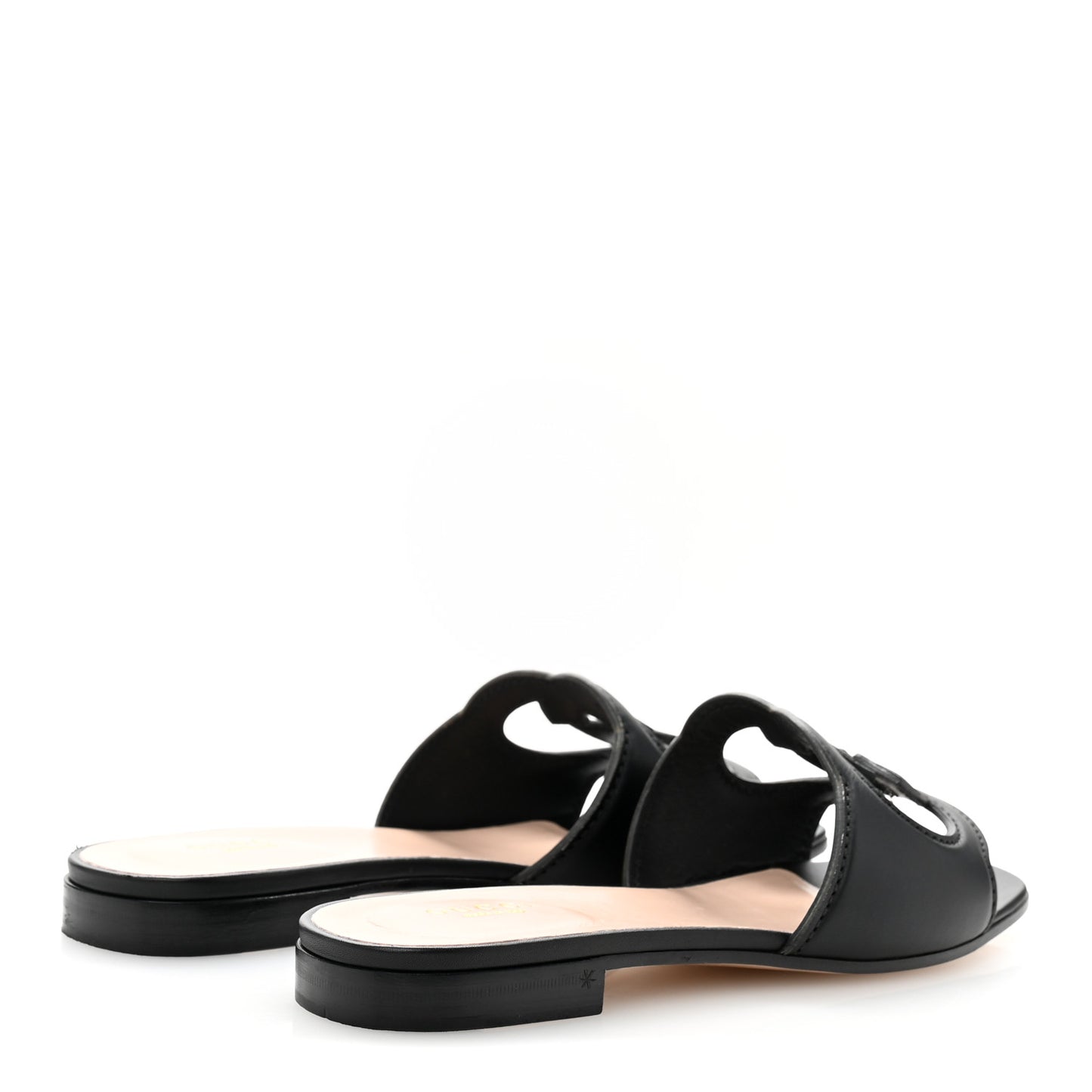 Cosmos Softy Calfskin Interlocking G Cut Out Slide Sandals 36.5 Black