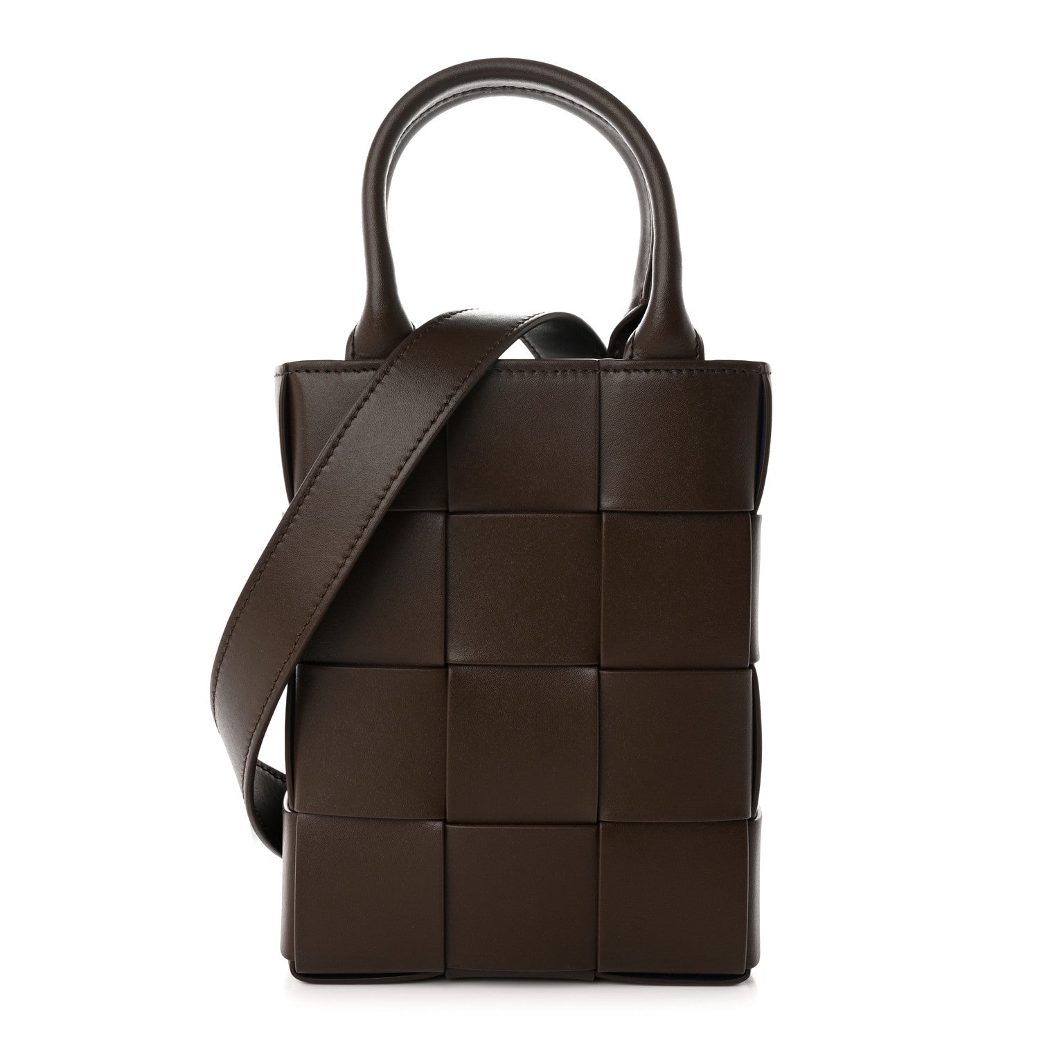 Bottega Veneta Lambskin Maxi Intrecciato Mini North South Cassette Tote Light Brown 1 of 10