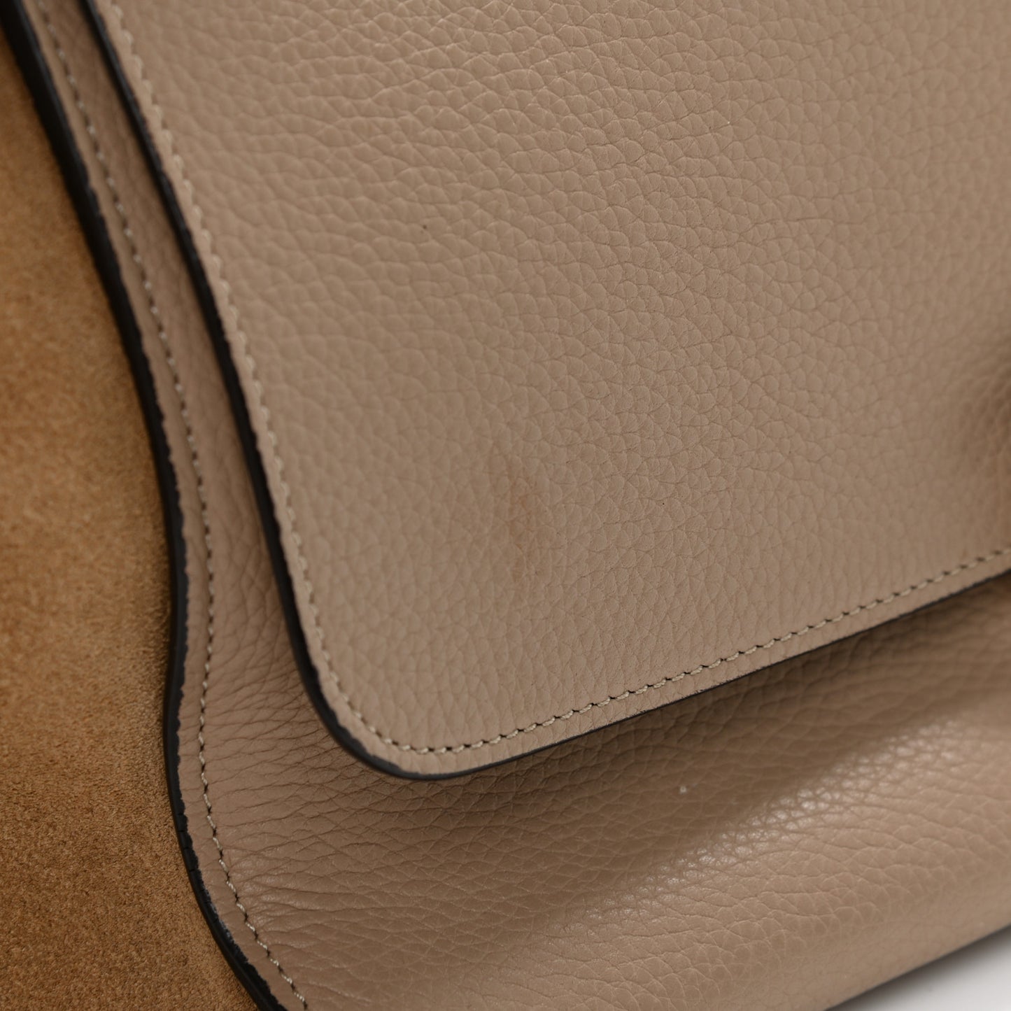 Drummed Calfskin Suede Small Trapeze Dune